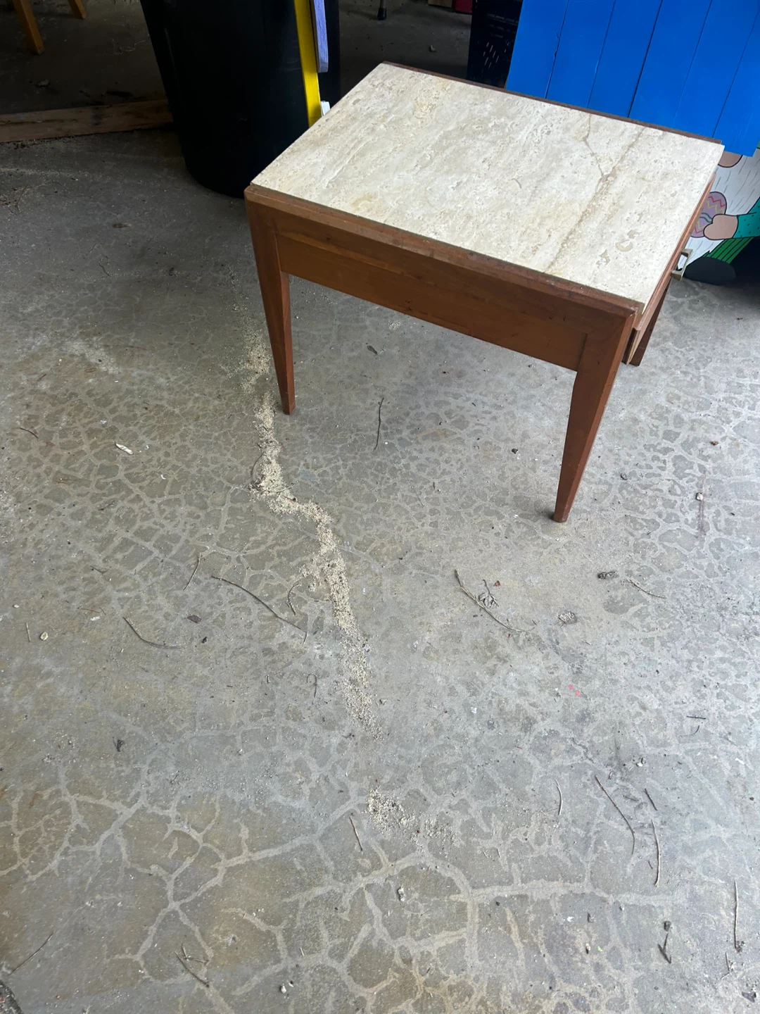 Vintage End Table with Travertine Top - photo 2