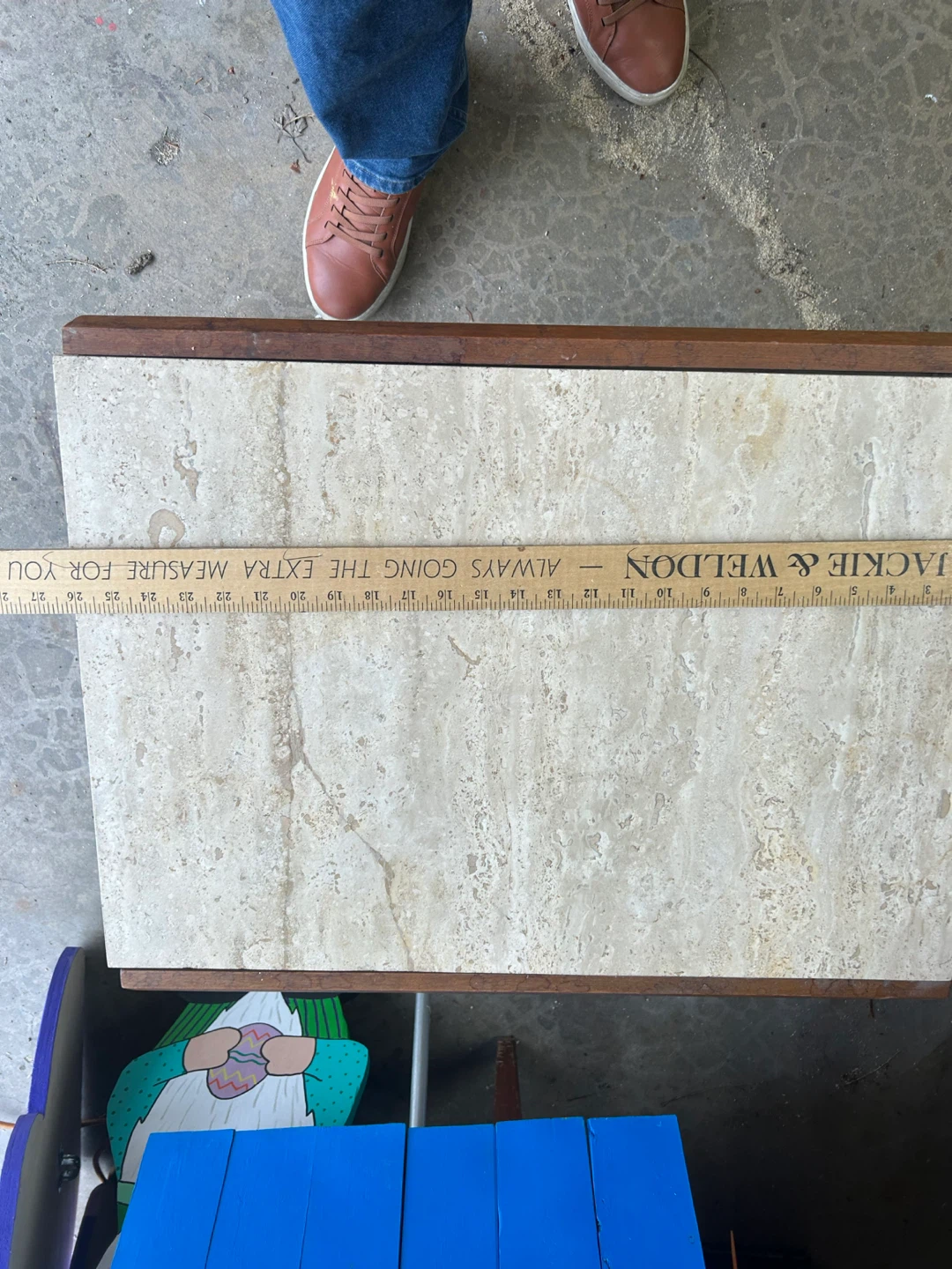 Vintage End Table with Travertine Top - photo 3