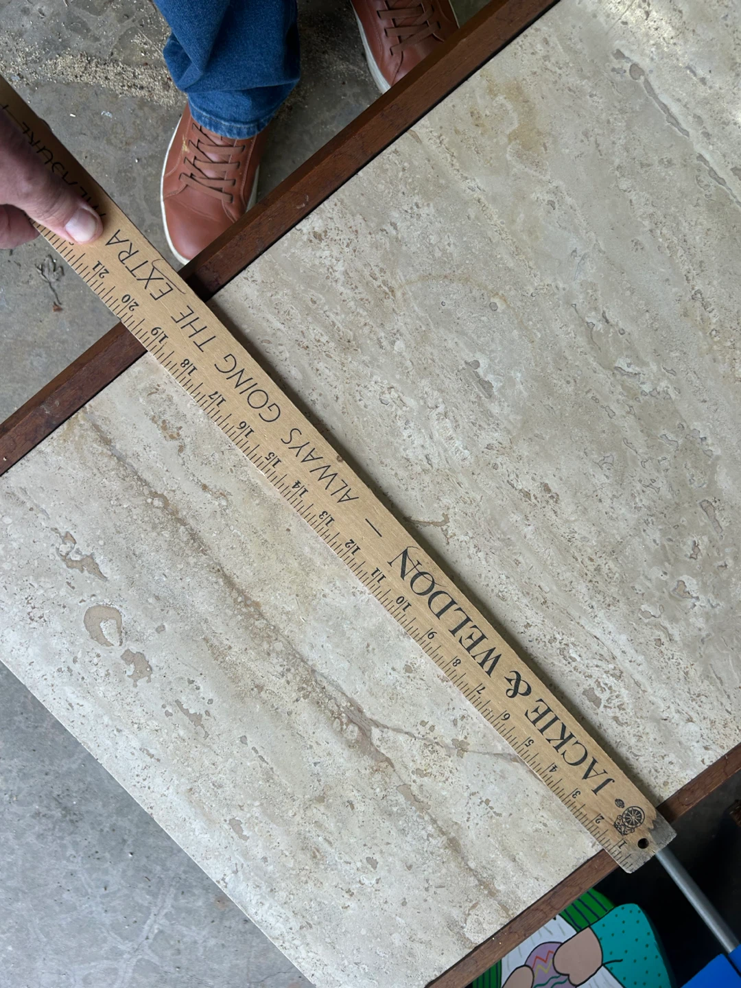Vintage End Table with Travertine Top - photo 4
