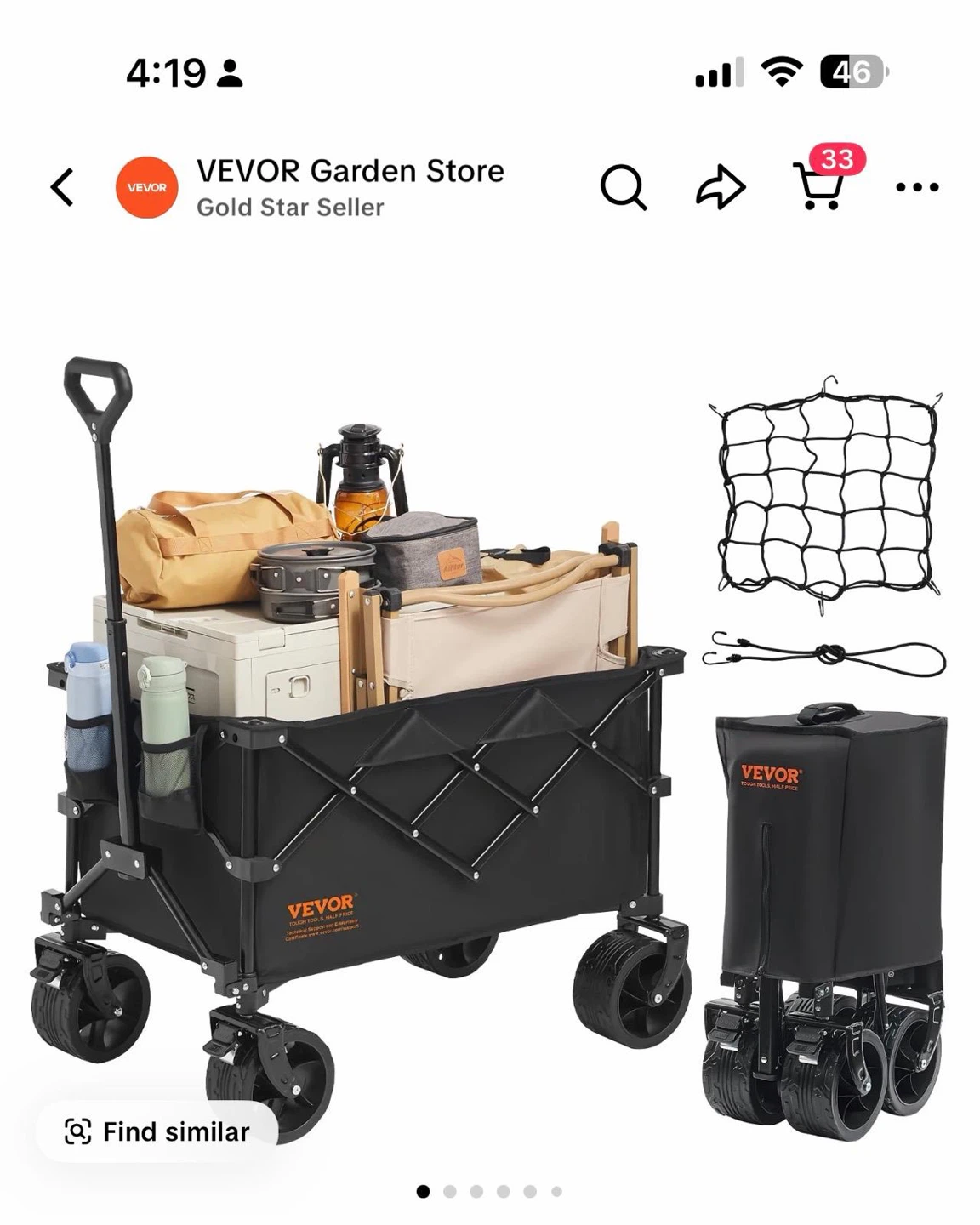 VEVOR Heavy Duty Collapsible Garden Cart Wagon - photo 5