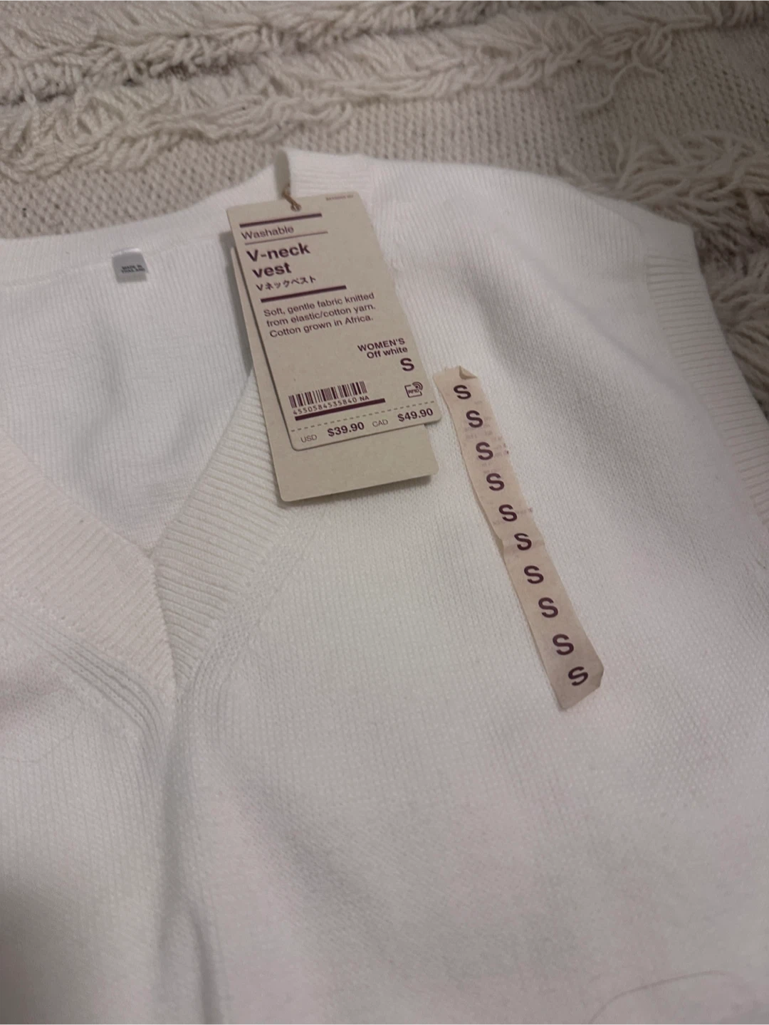 NEW MUJI Women’s V-neck Vest - Off White, Size S - photo 2