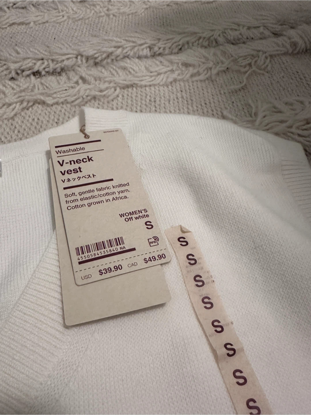NEW MUJI Women’s V-neck Vest - Off White, Size S - photo 3