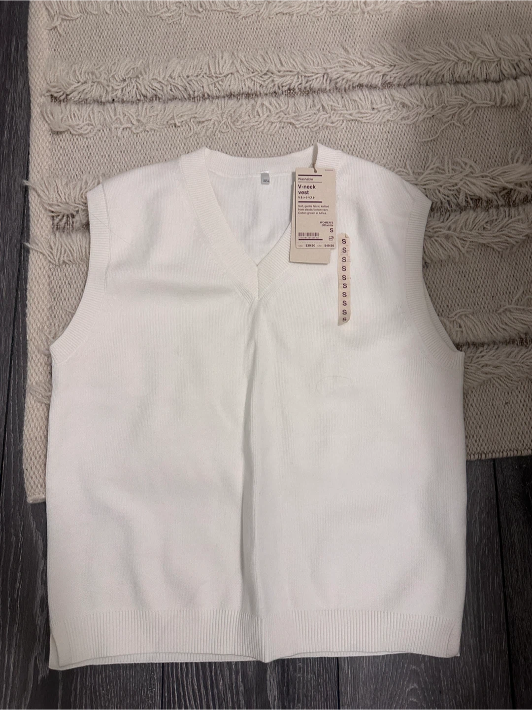 NEW MUJI Women’s V-neck Vest - Off White, Size S