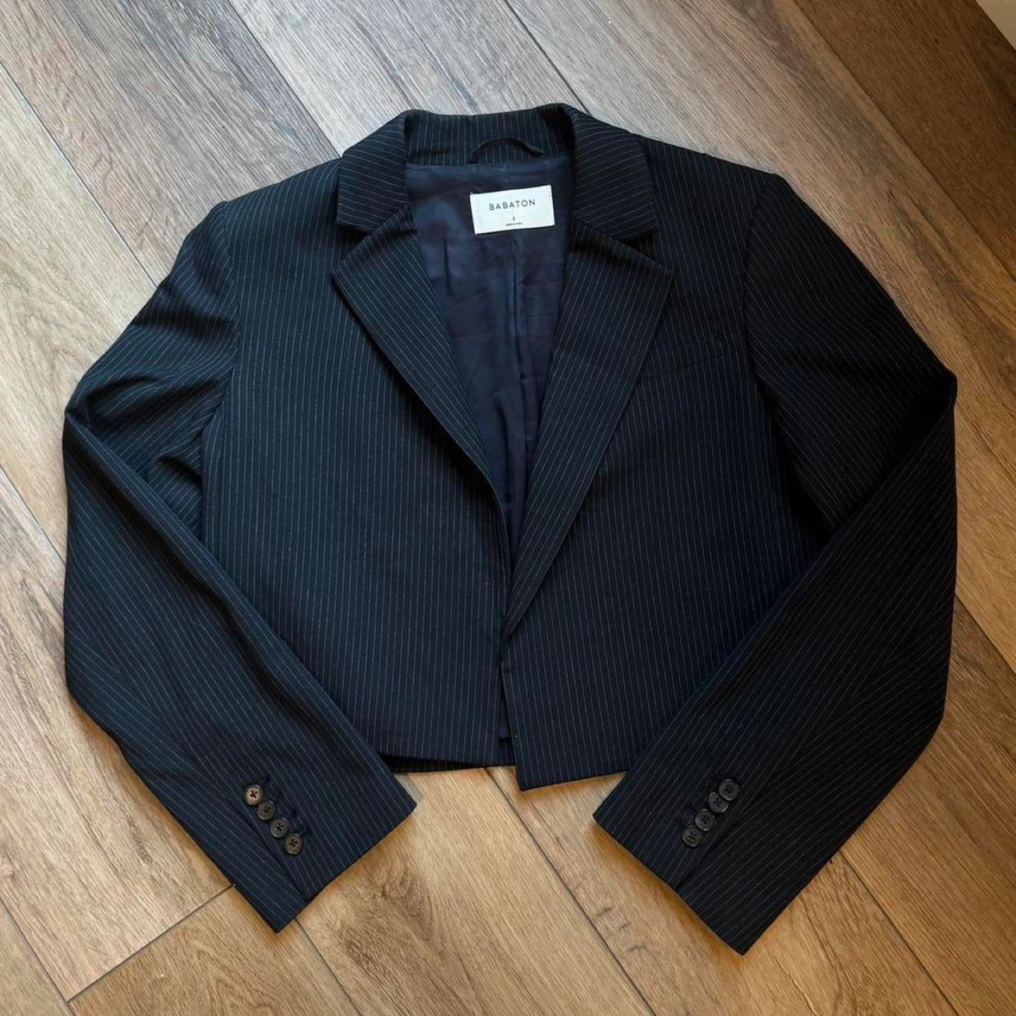 Babaton Pinstripe Cropped Blazer