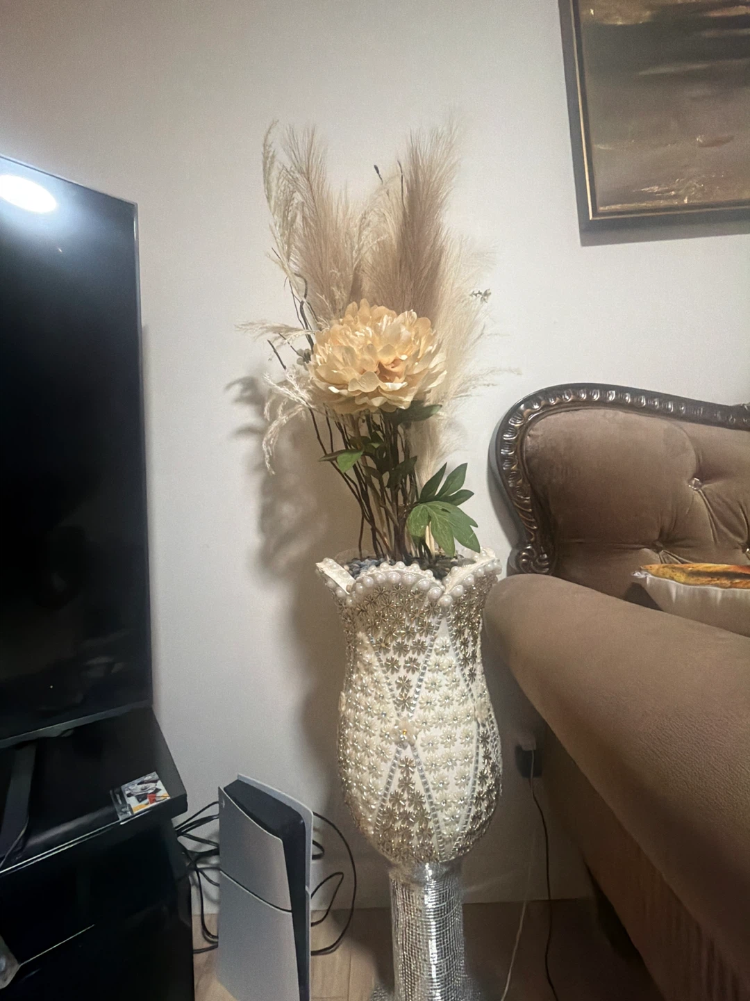 2 Decorative Vase with Artificial Flowers and Pampas Grass - photo 3