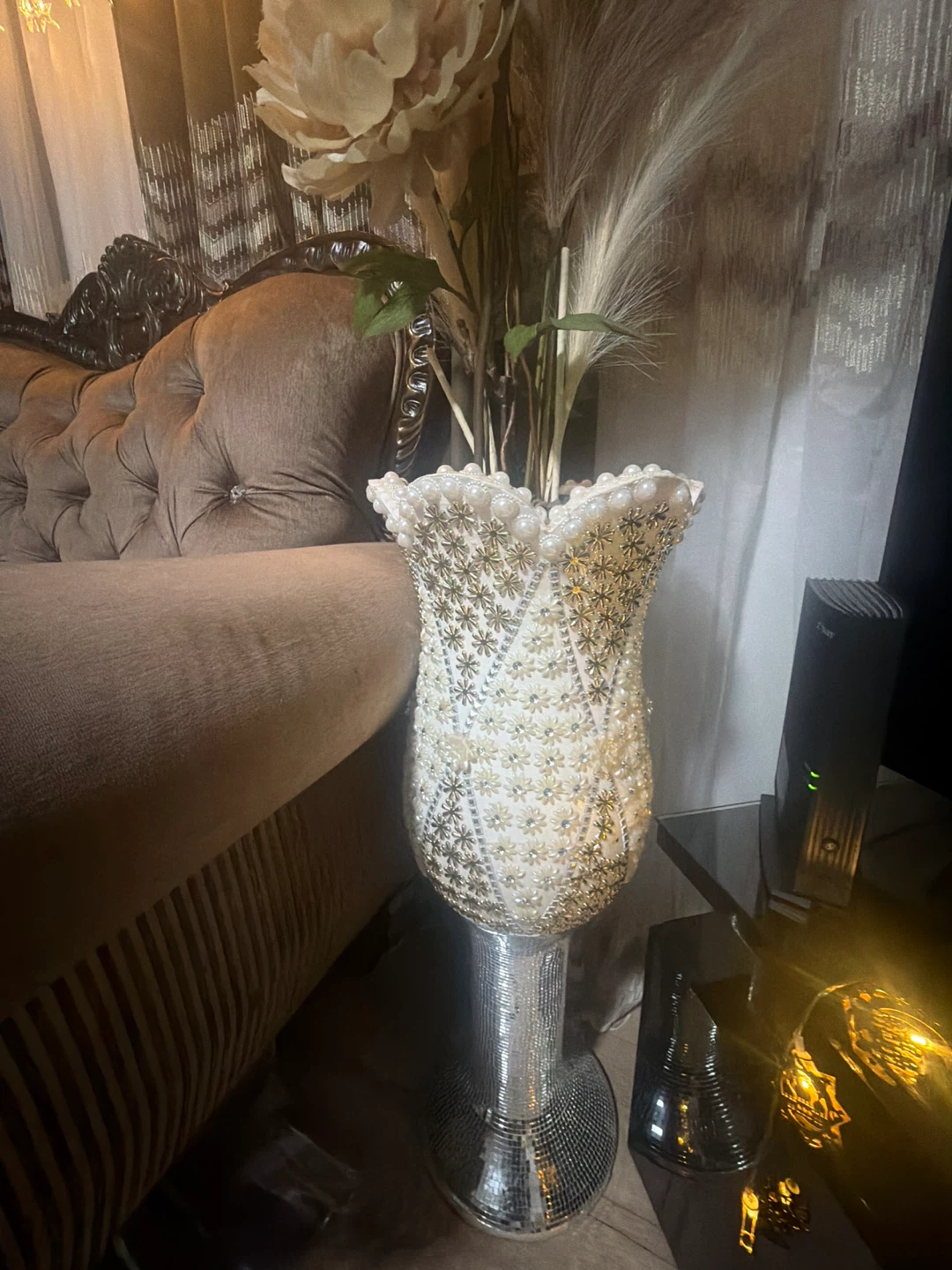 2 Decorative Vase with Artificial Flowers and Pampas Grass - photo 2