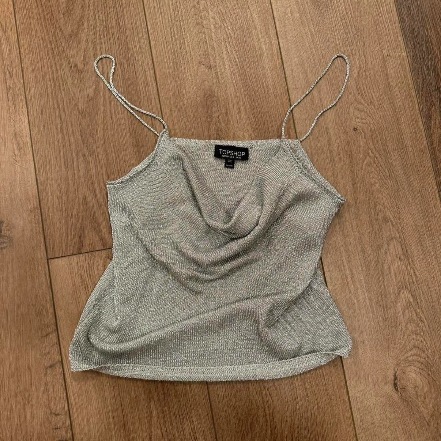 Topshop Silver Sparkle Cowl Neck Camisole Top - photo 2