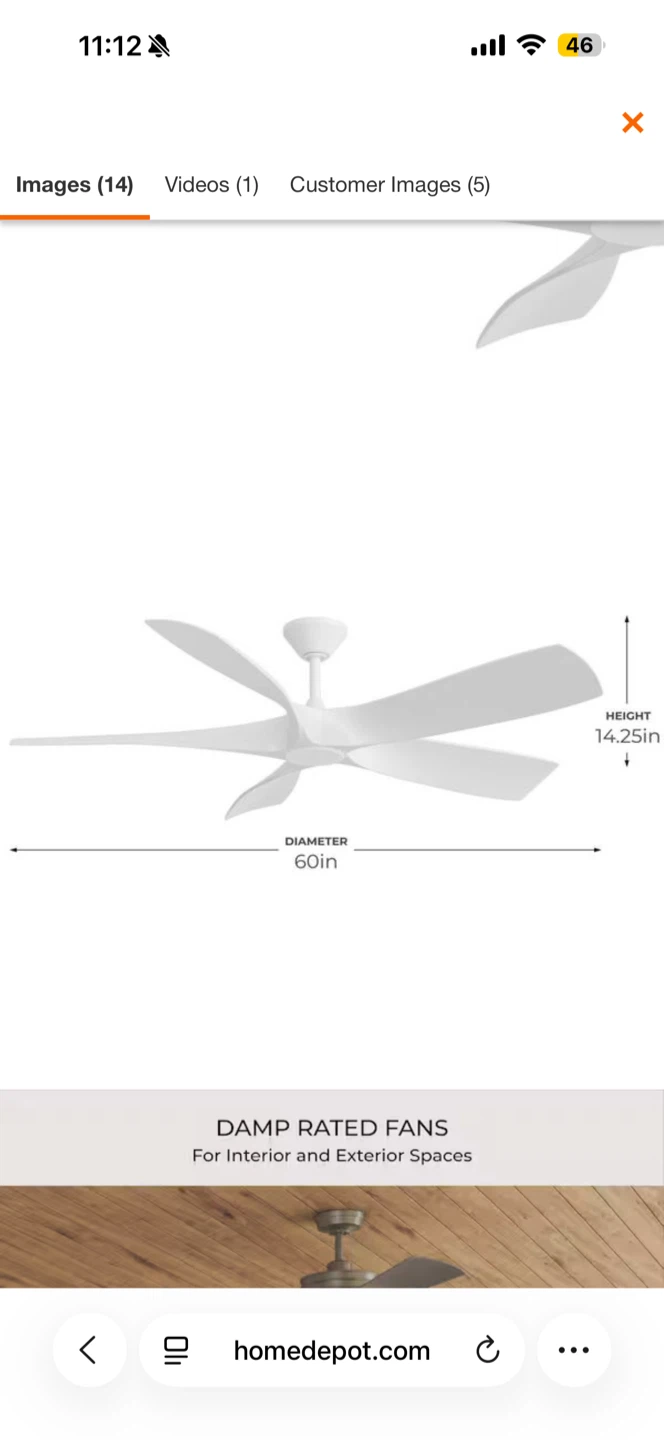 60 in. Smart Indoor/Outdoor smart  Ceiling Fan