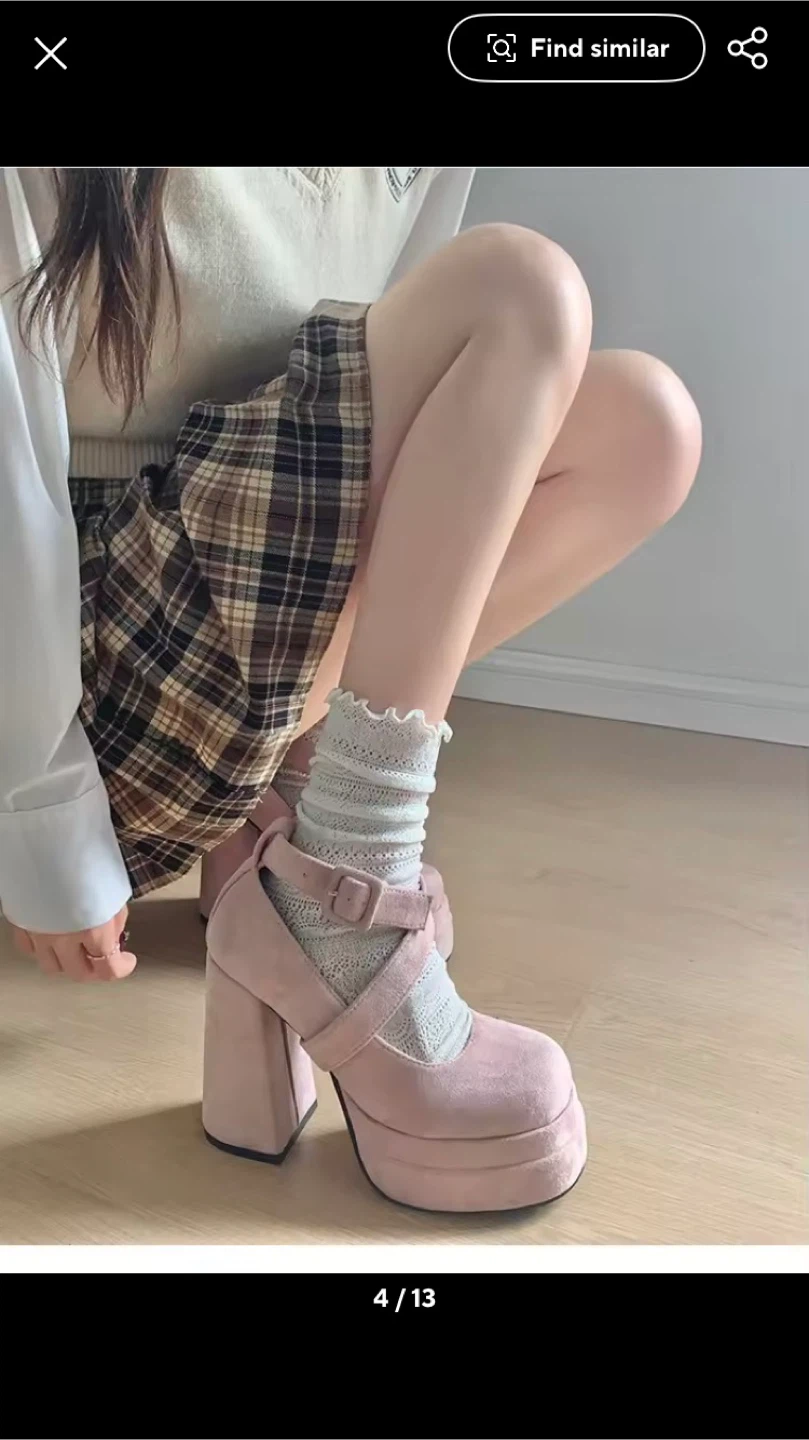 Chunky Pink Platform Block Heel Shoes - photo 2