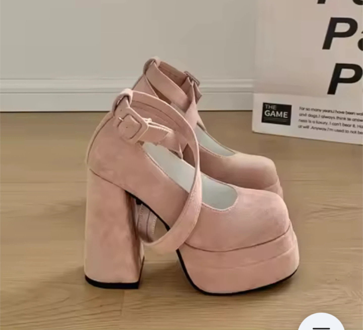 Chunky Pink Platform Block Heel Shoes
