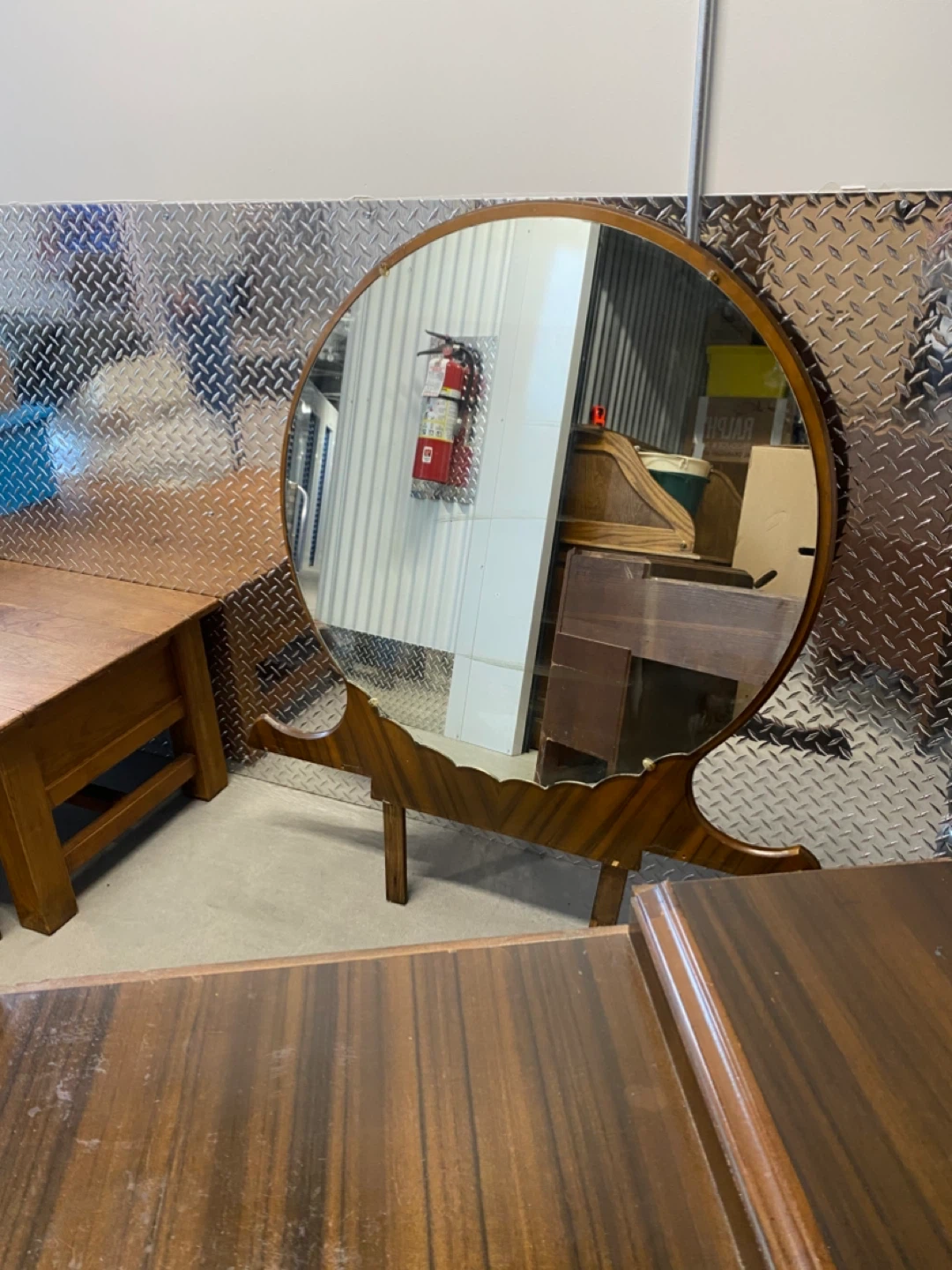 Vintage Vanity Table with Mirror and Stool