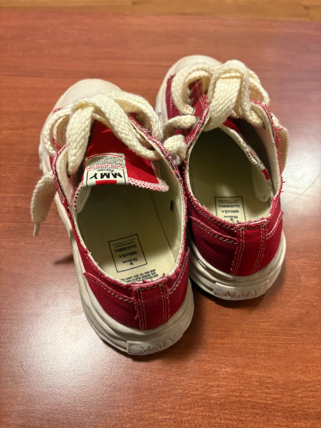 Mihara Yasuhiro Red Canvas Low Top Sneakers - photo 3