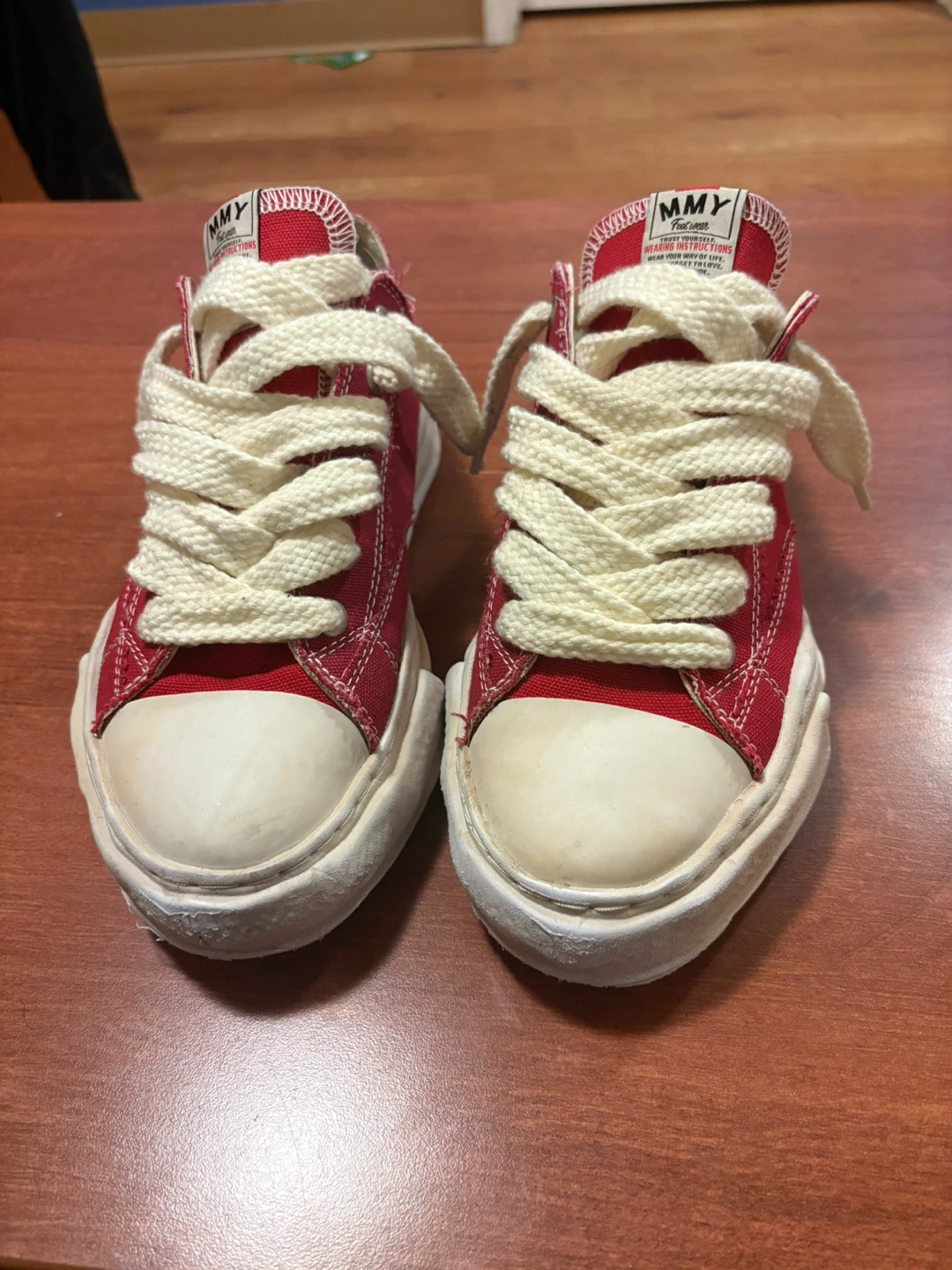 Mihara Yasuhiro Red Canvas Low Top Sneakers