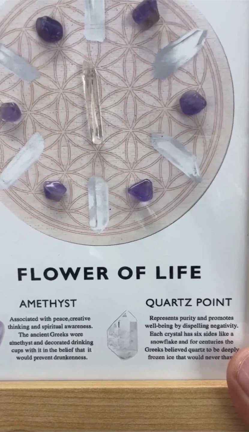 Flower of Life Crystal Art with Amethyst and Quartz - photo 3