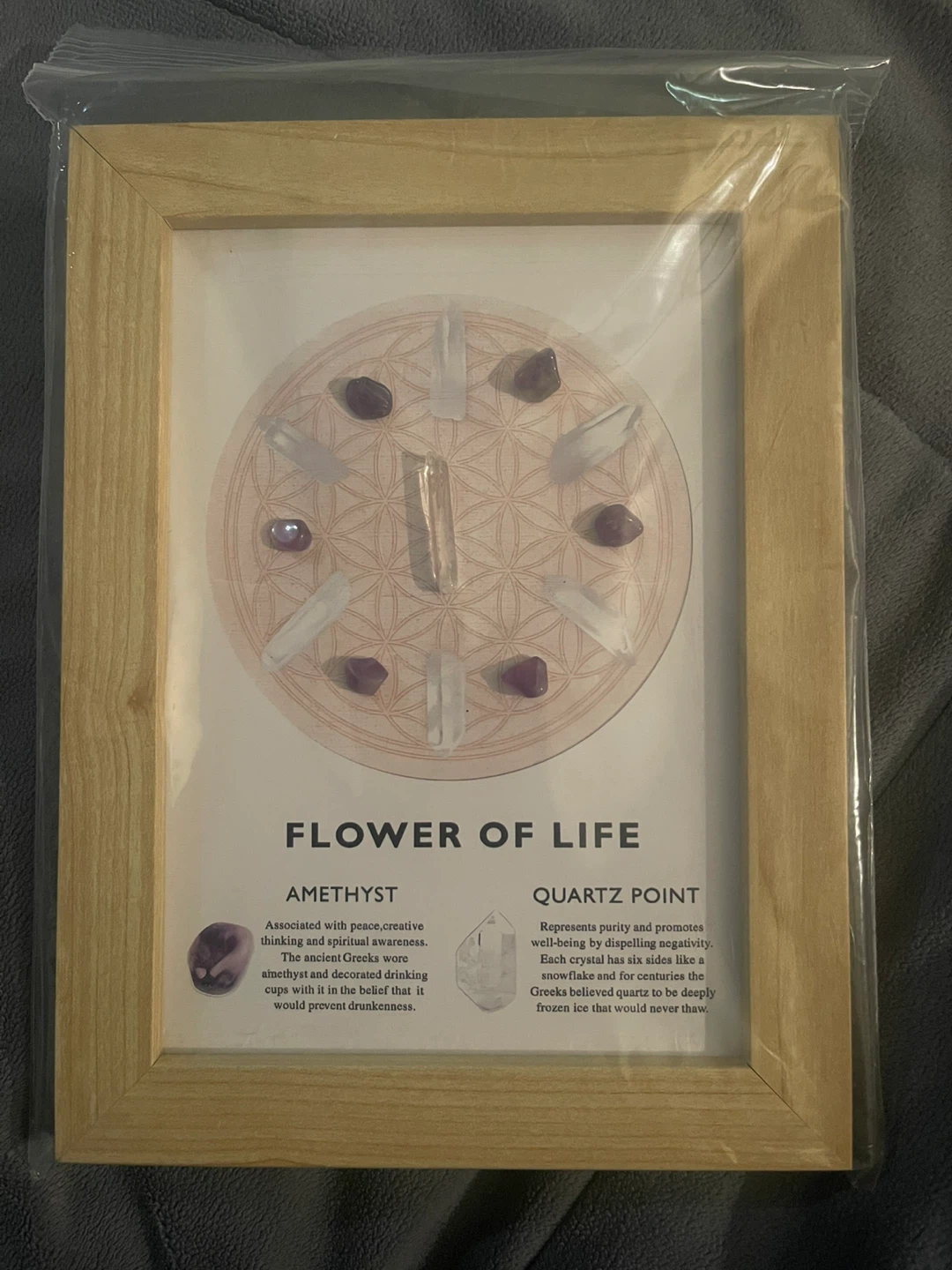 Flower of Life Crystal Art with Amethyst and Quartz - photo 4