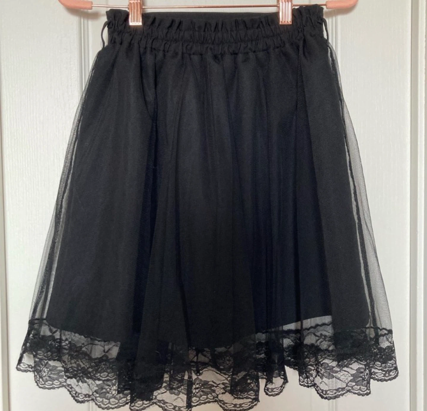 Black Tulle Mesh Skirt Lace Trim - photo 2
