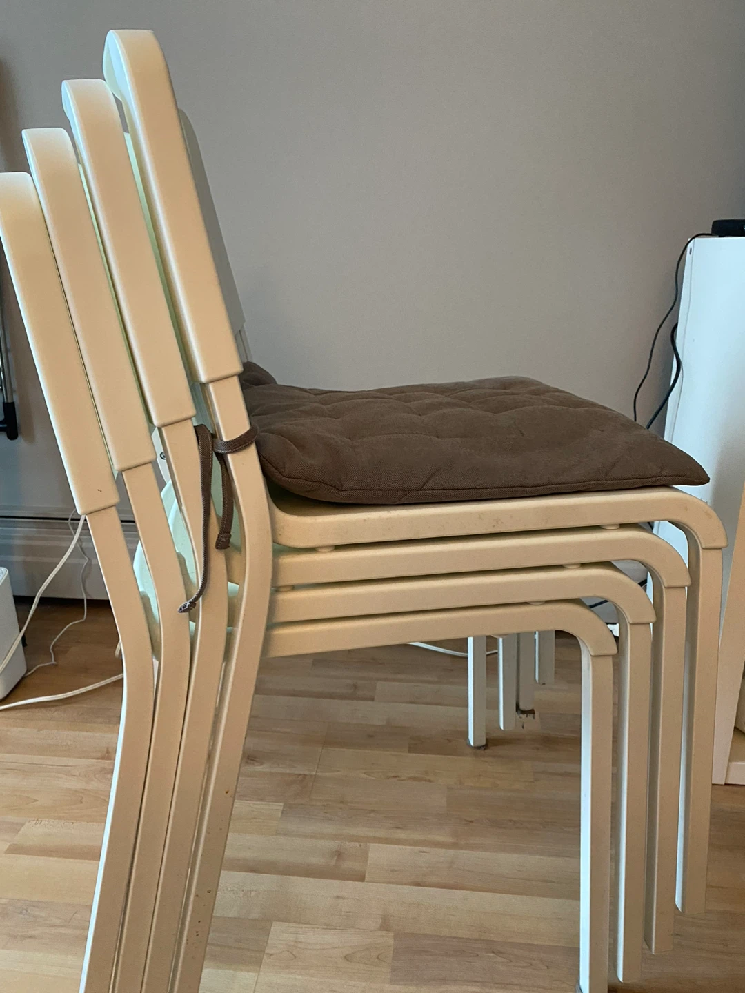 Set of 3 White IKEA Stackable Chairs - photo 2