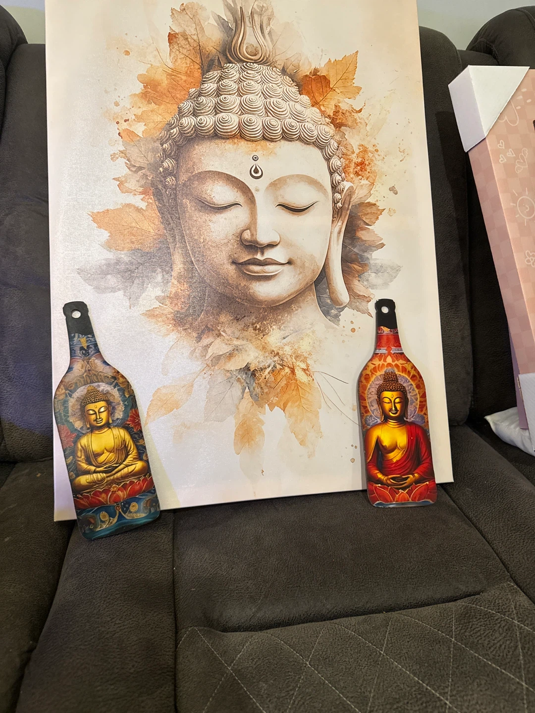 Canvas Wall Art - Buddha Face with Leaves - photo 5