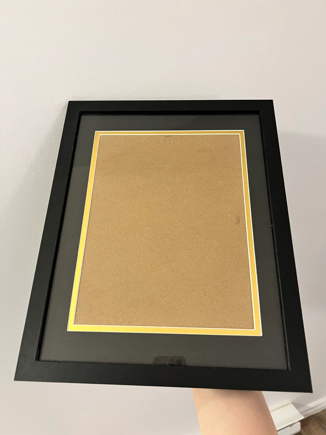 Black Document Glass Frame with Gold Matting
