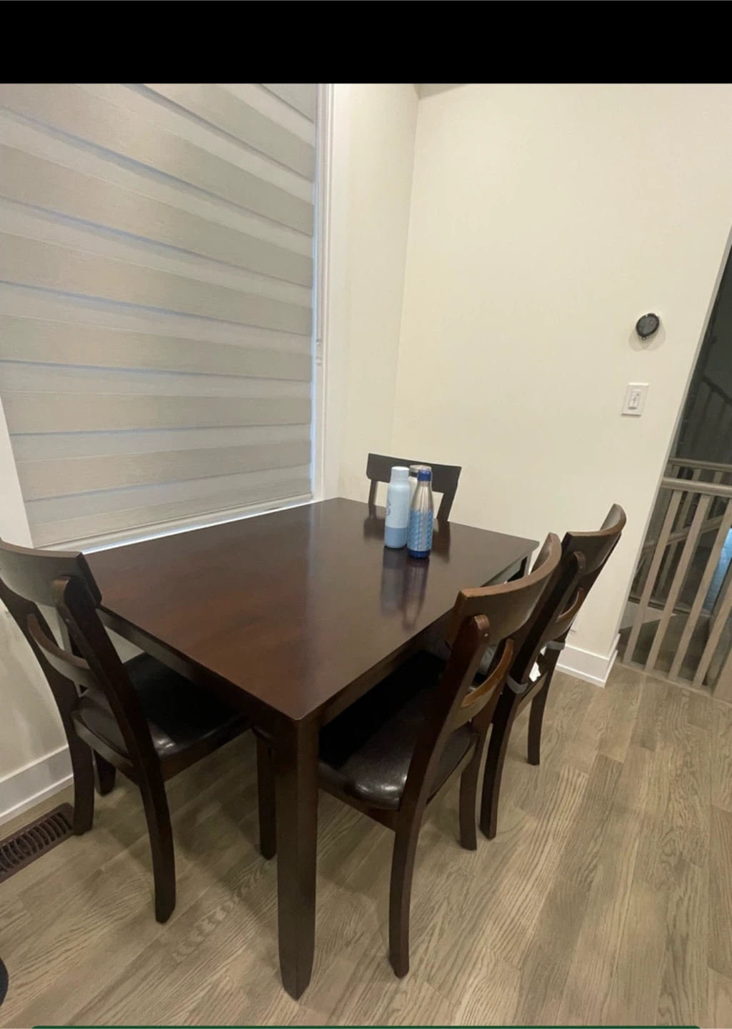 Dark Wood Dining Table with 4 Chairs