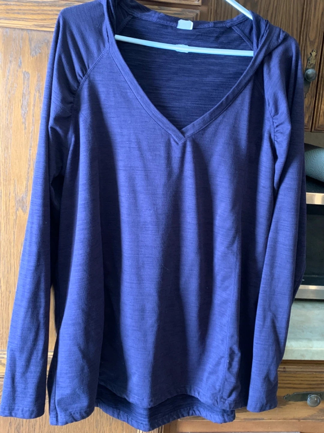 Reebok Navy Blue V-Neck Long Sleeve Hoodie Top - photo 2