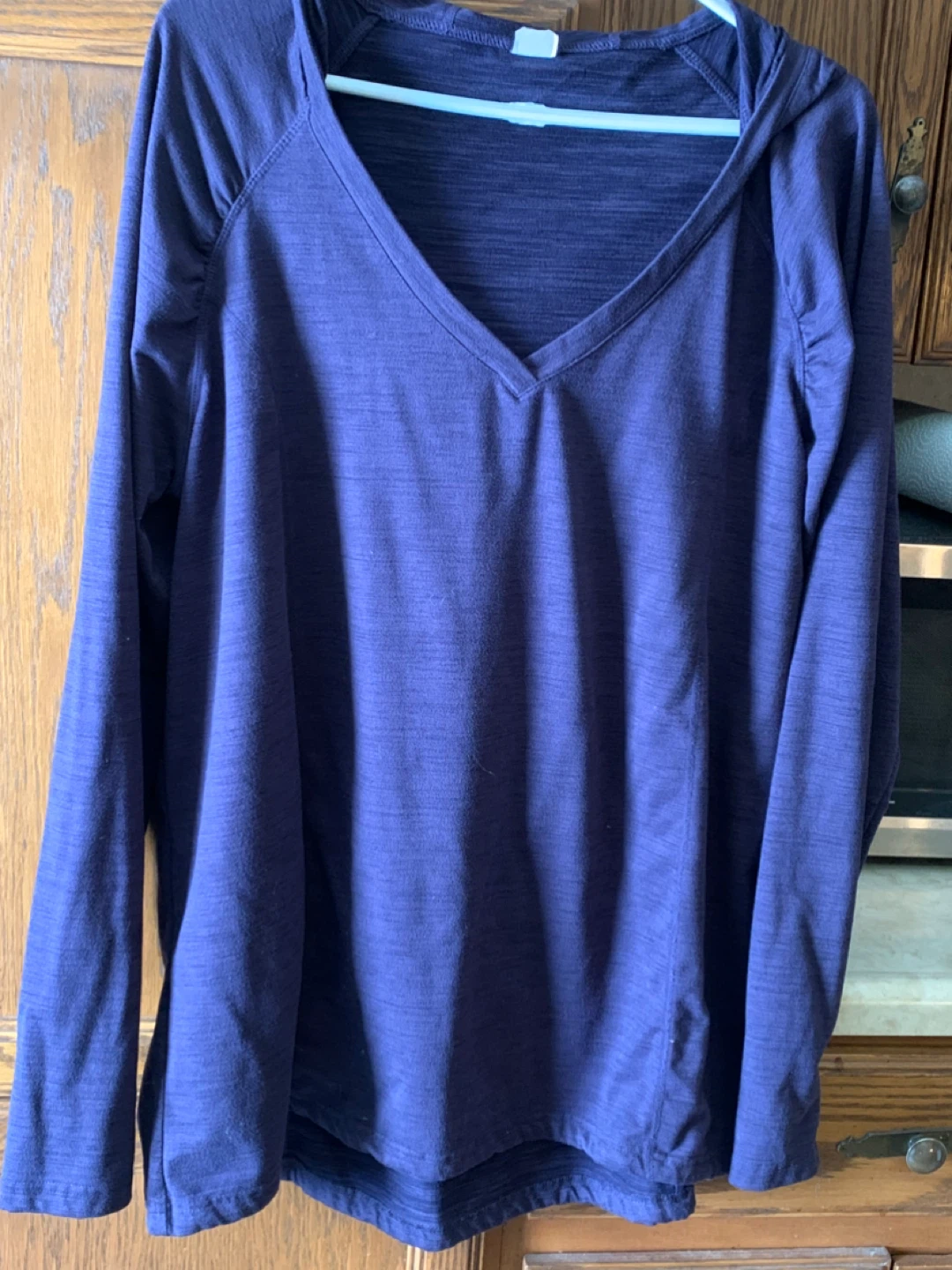 Reebok Navy Blue V-Neck Long Sleeve Hoodie Top