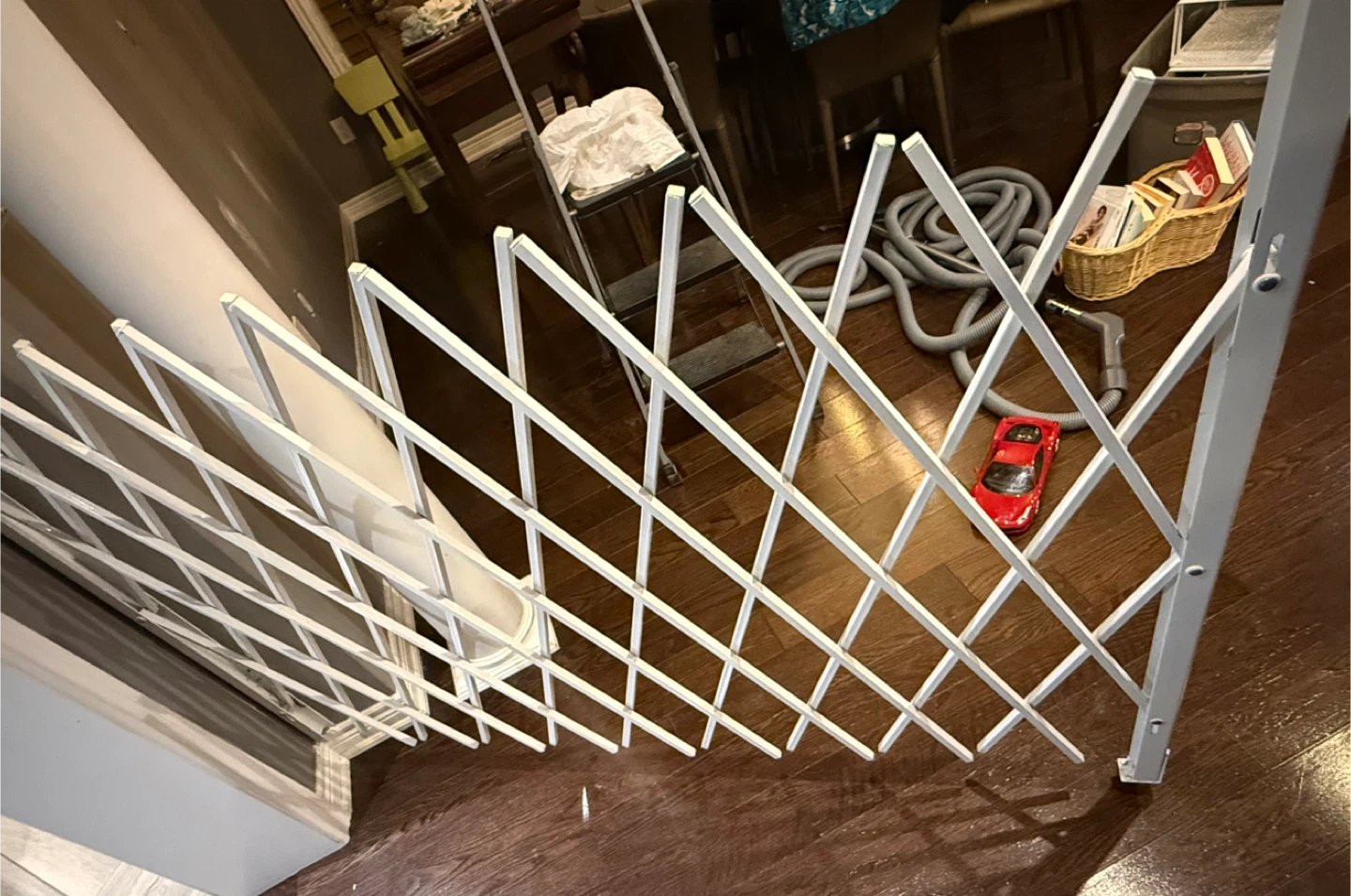 White Expandable Accordion Wall Mount Metal Gate 7.5-64 inch
