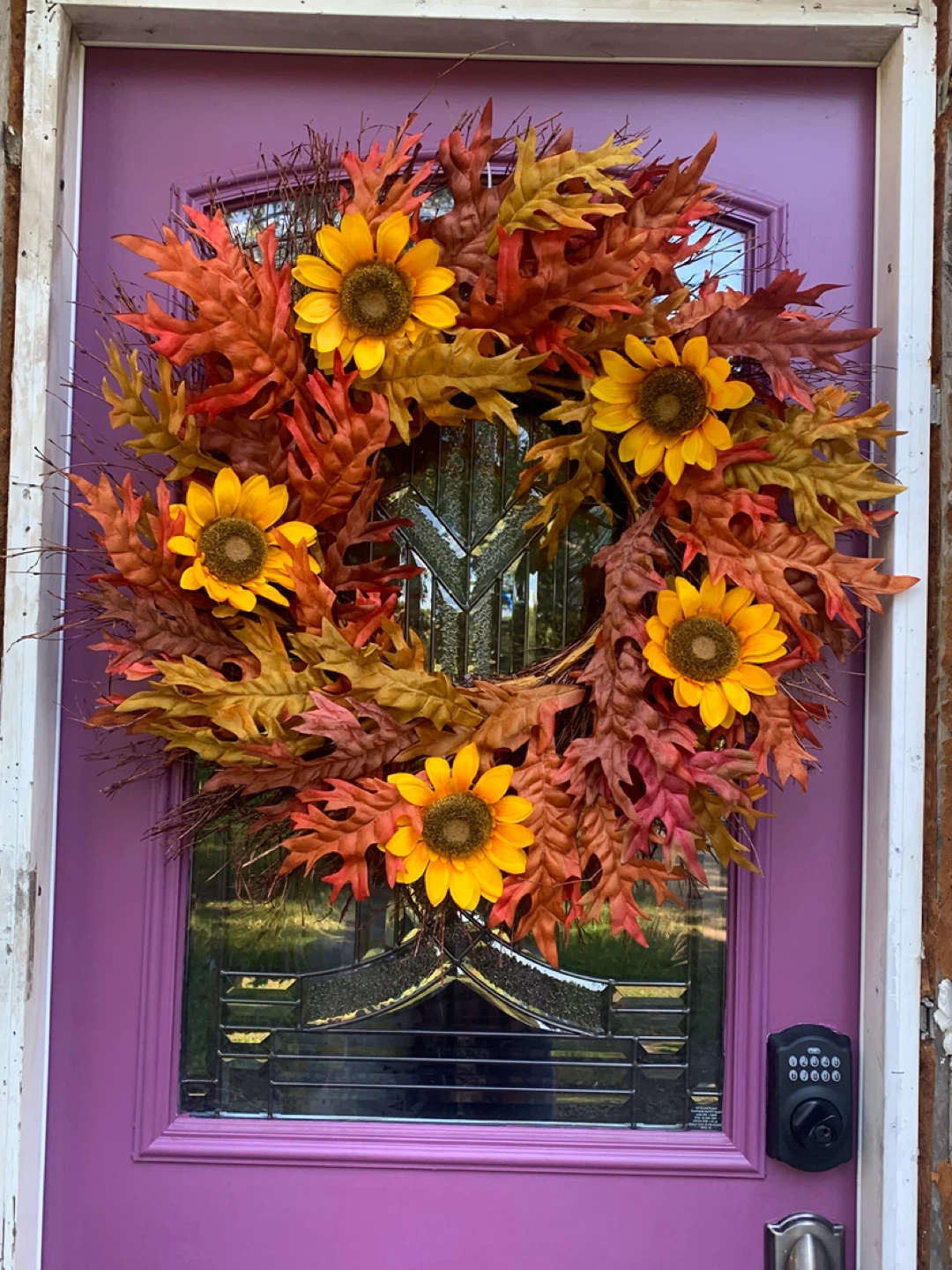 Fall Sunflower and Leaf Wreath