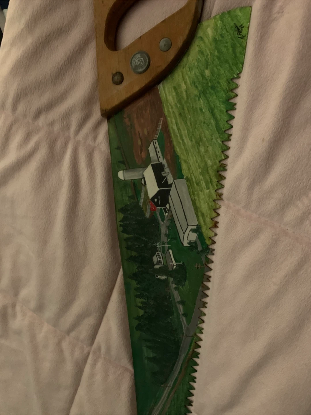 Hand Saw with Farm Scene Painting - photo 2