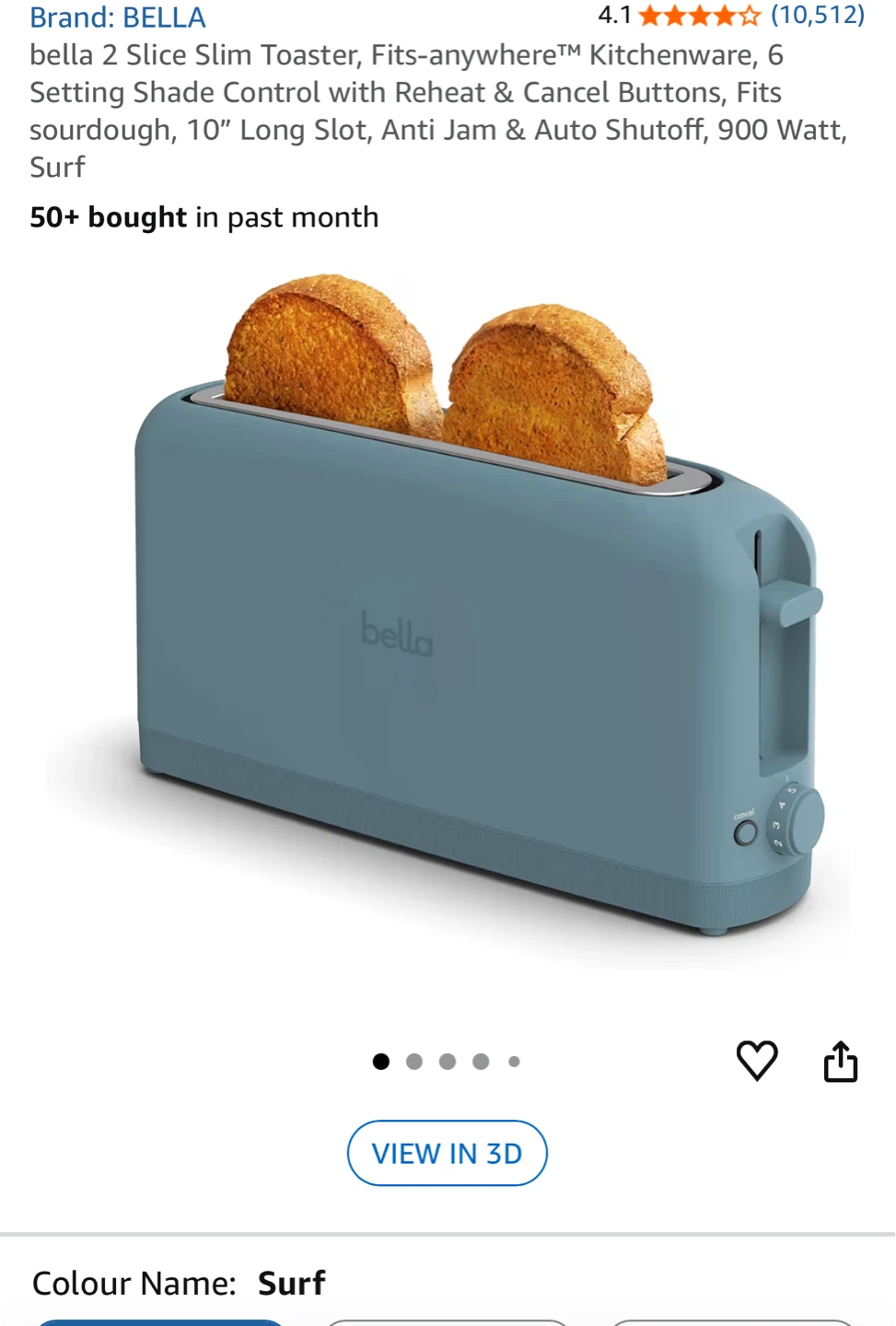 BELLA 2 Slice Slim Toaster - Surf Colour - photo 3