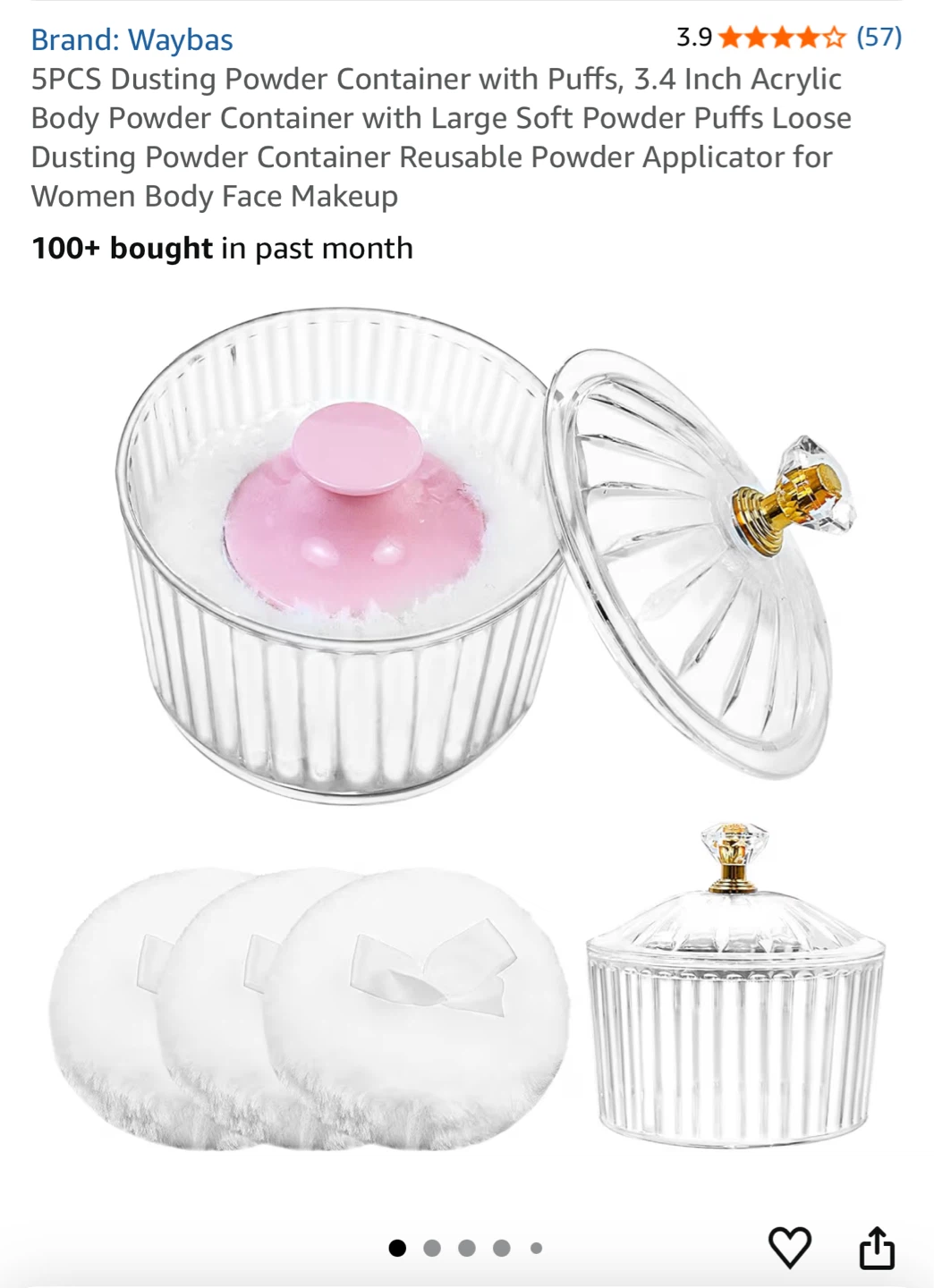 Waybas 5PCS Acrylic Powder Container with Puffs - photo 3