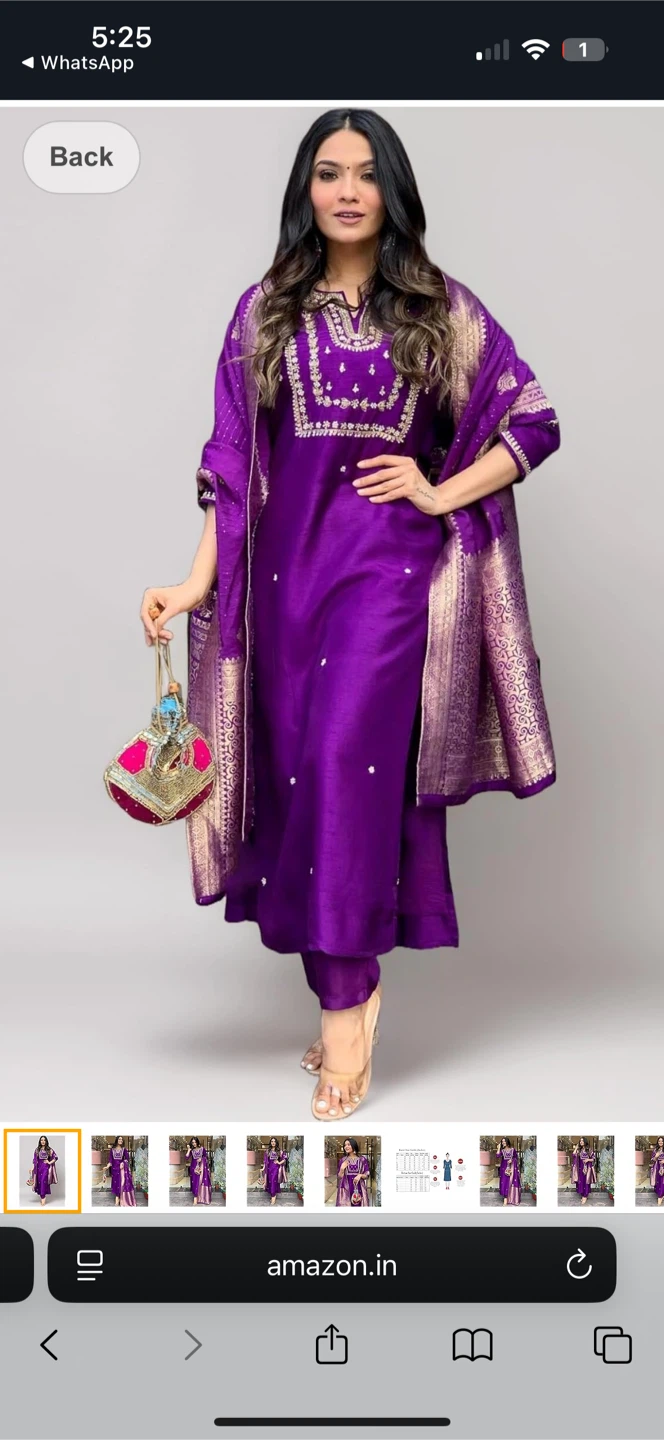 Women's Purple Silk Kurta Set with Dupatta