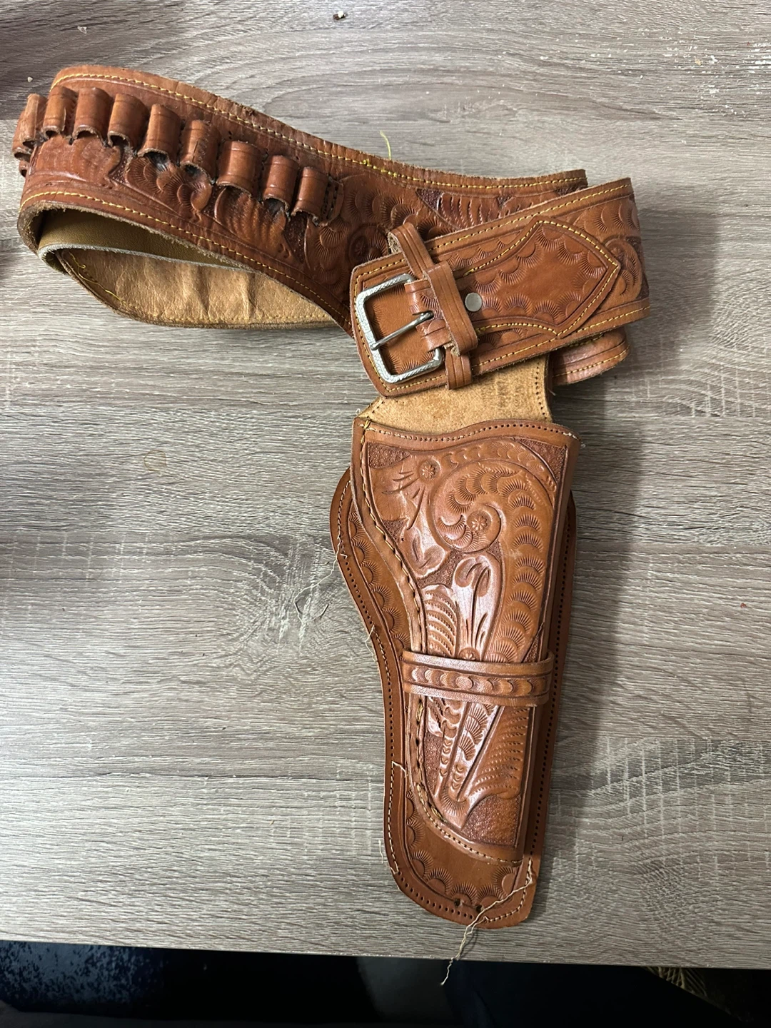 Brown Leather Western Gun Holster Belt right hand