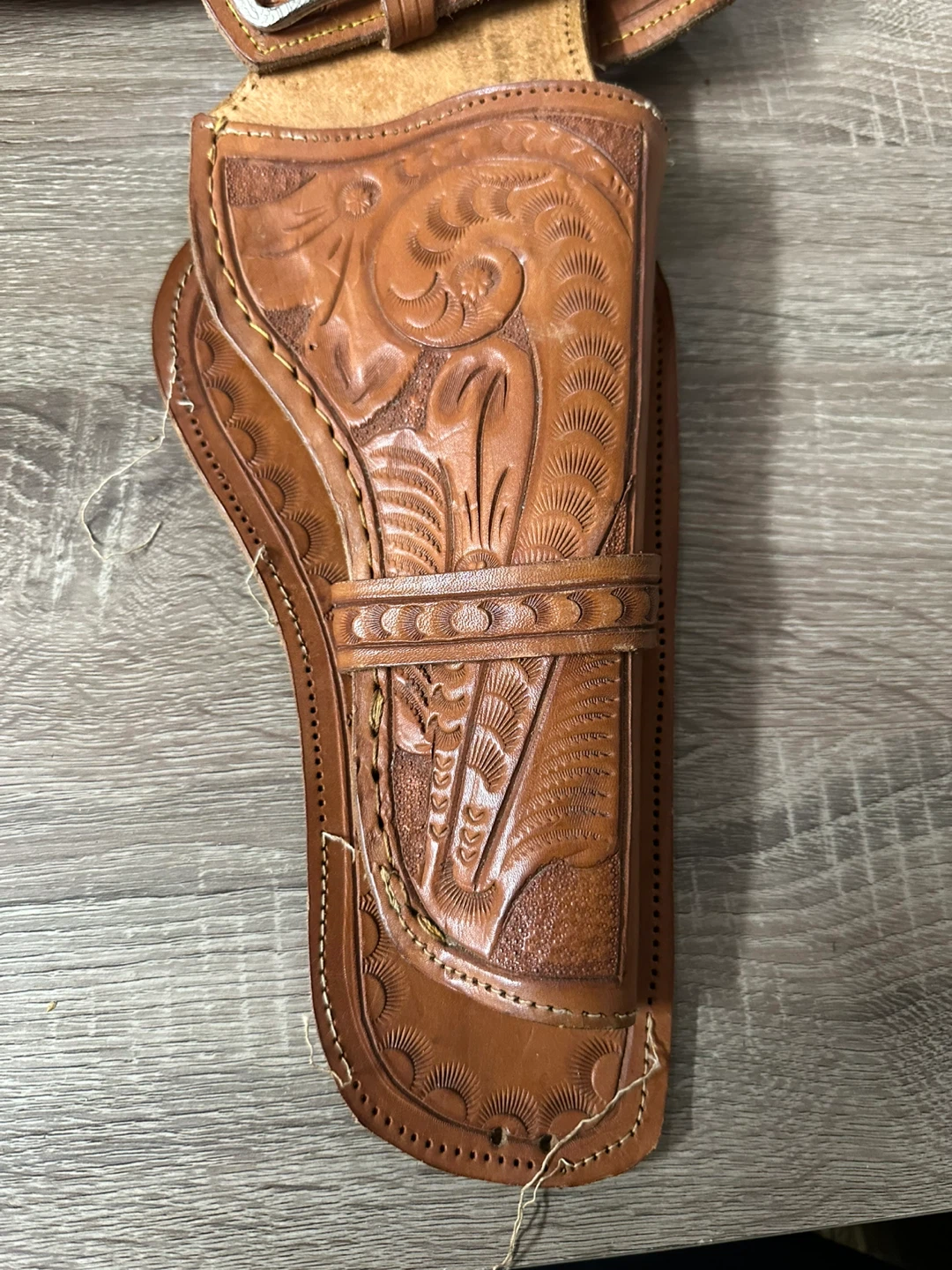 Brown Leather Western Gun Holster Belt right hand - photo 2