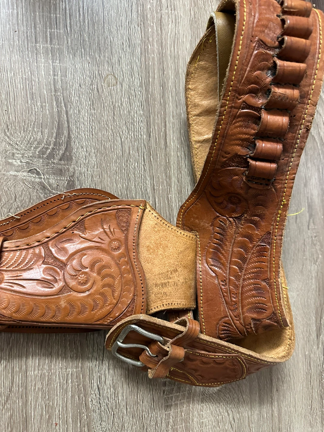 Brown Leather Western Gun Holster Belt right hand - photo 3