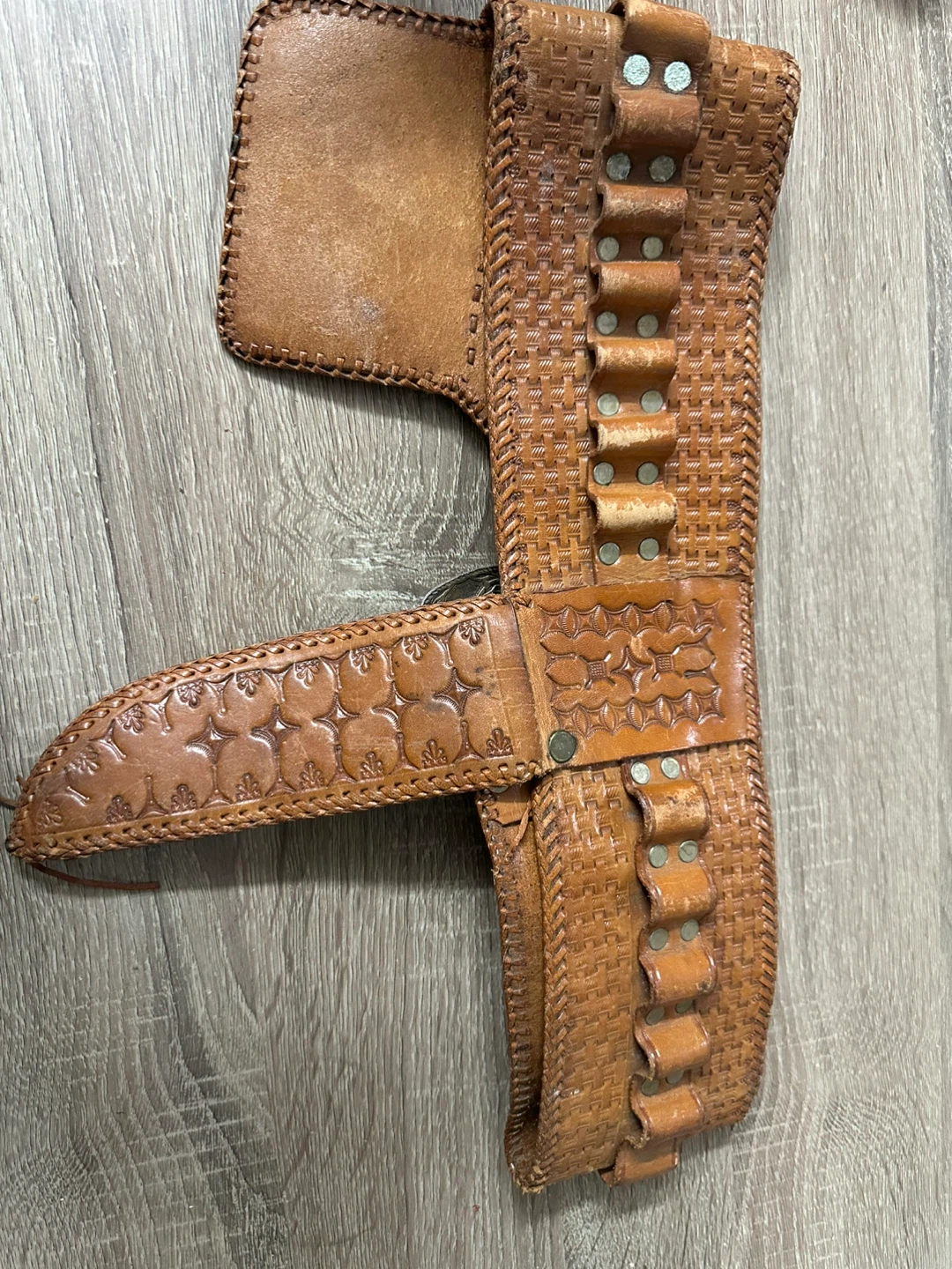 Leather Western Style Holster Belt with Ammunition Loops