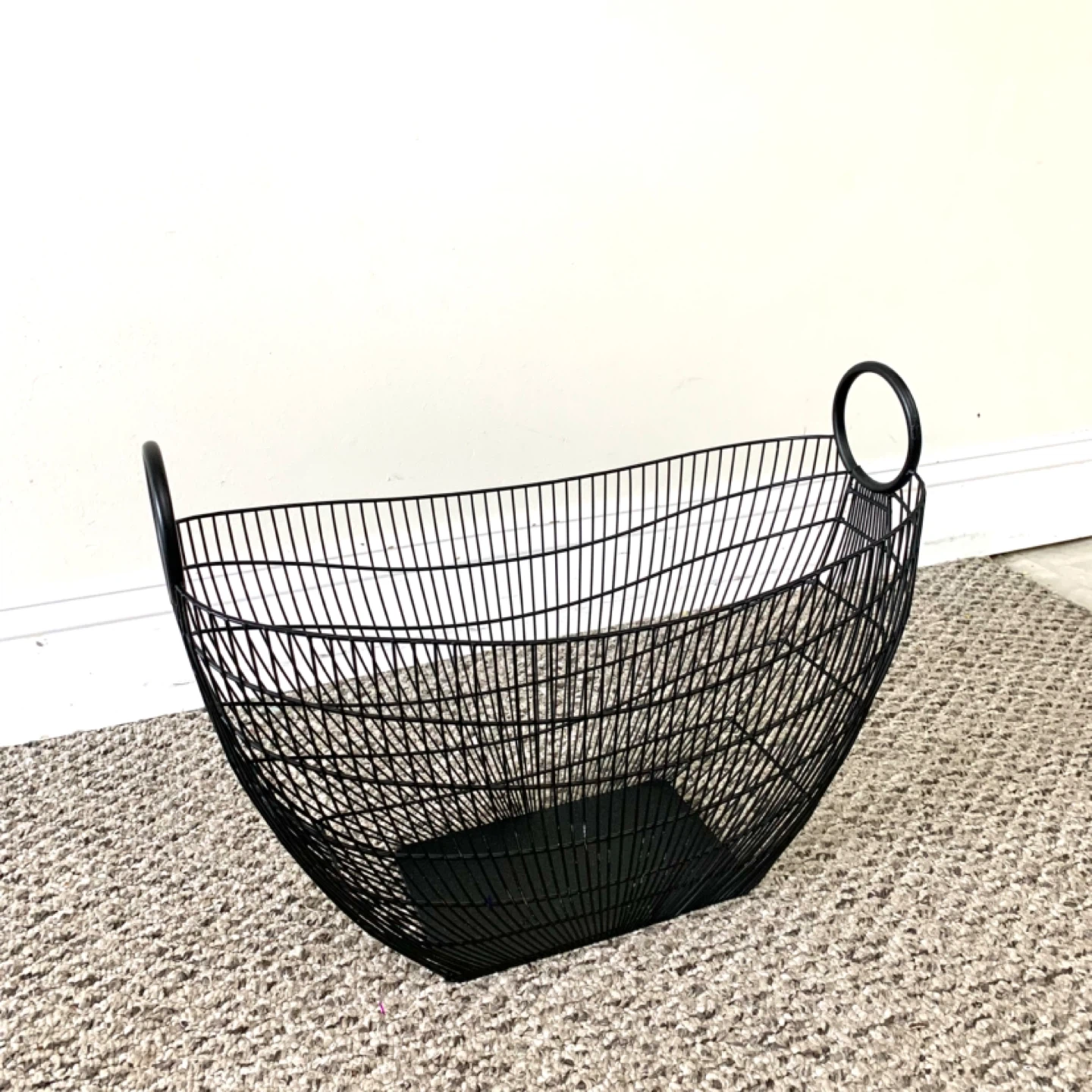 Black Wire Storage Basket with Handles - Home Decor