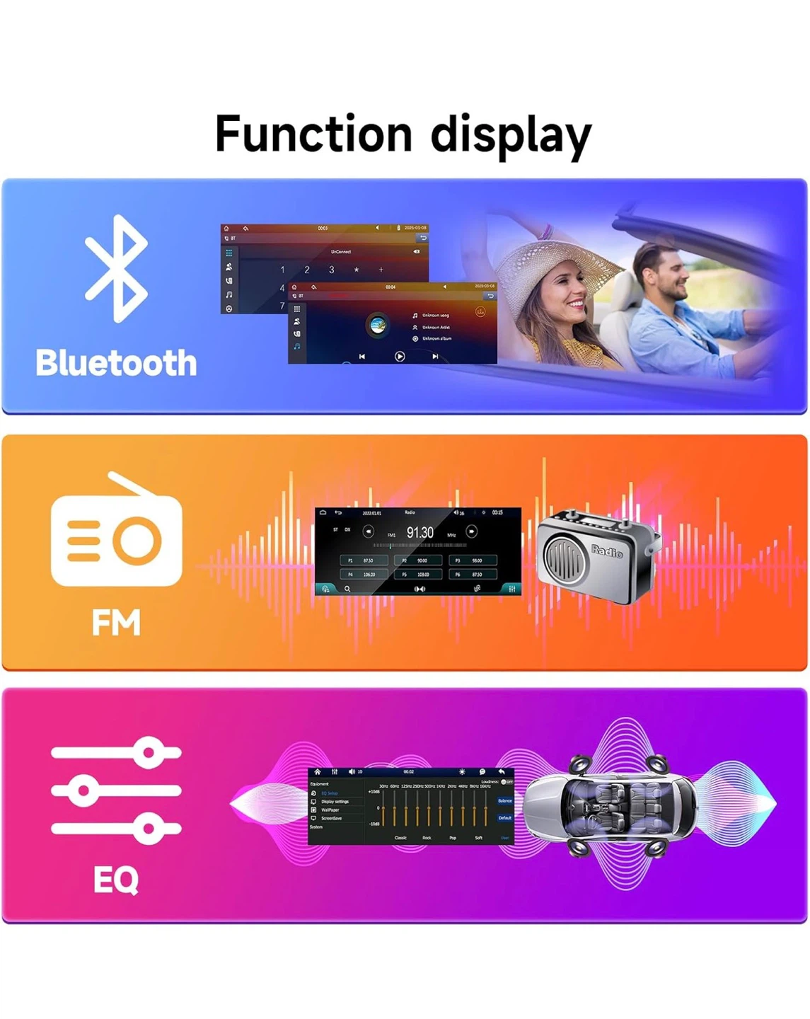 Single Din Car Stereo with Wireless CarPlay Android Auto - photo 4