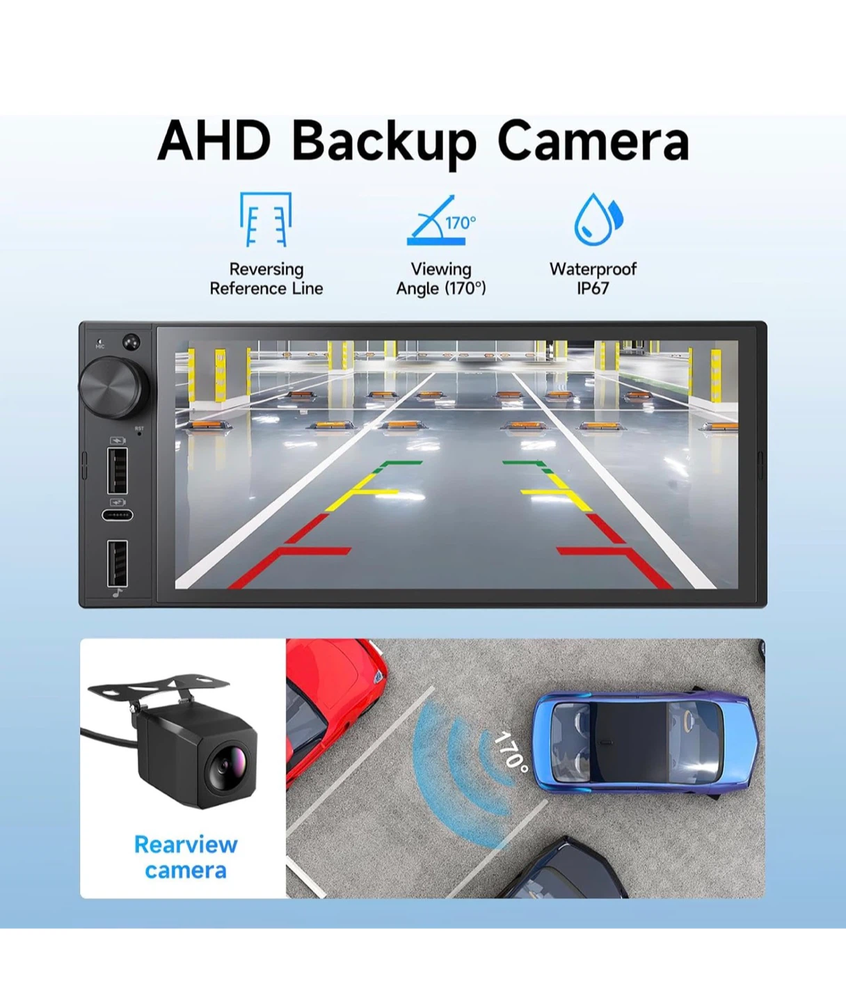 Single Din Car Stereo with Wireless CarPlay Android Auto - photo 5