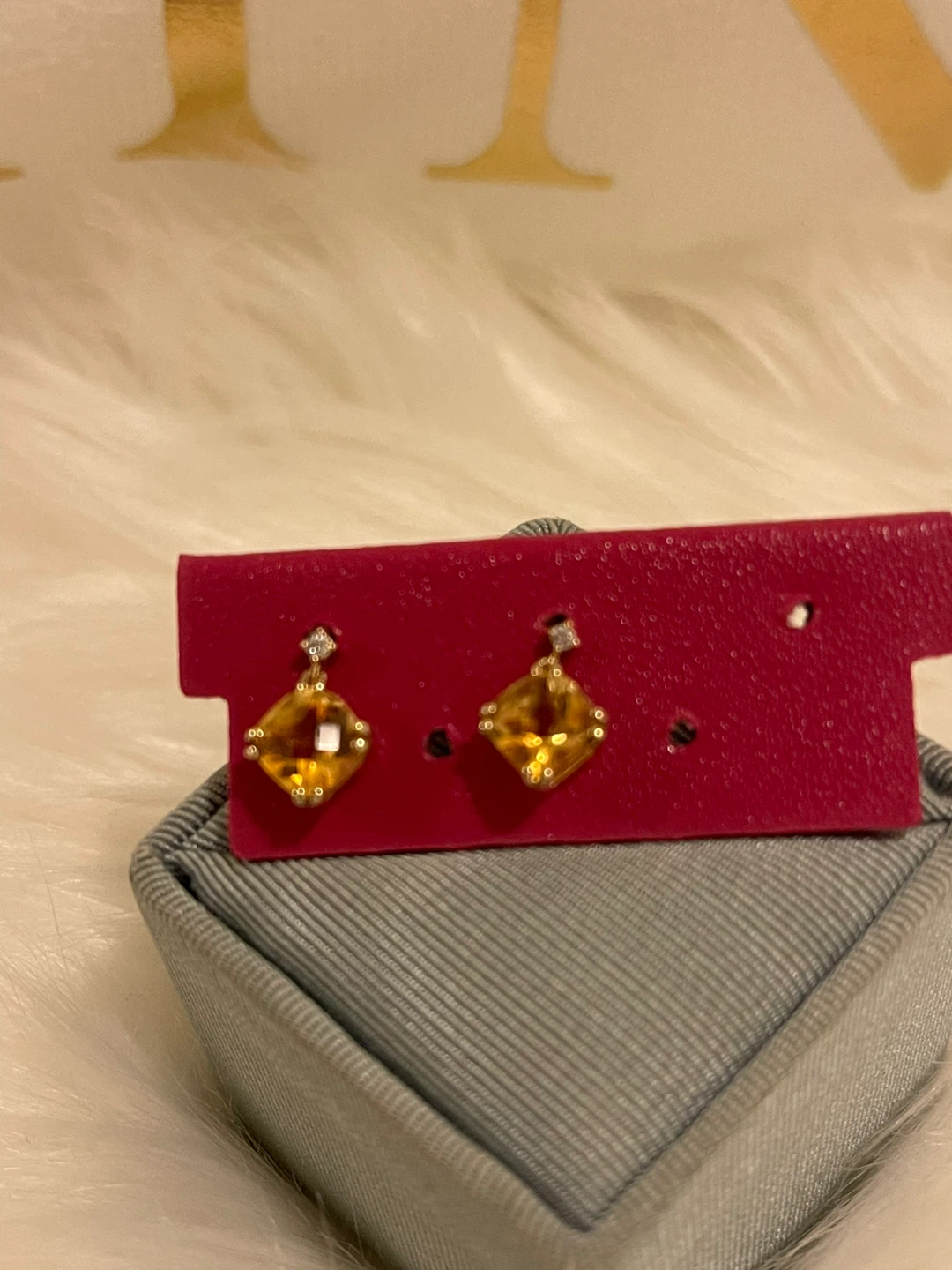 “RARE” Antique .82 crt ea Citrine & Diamond Earrings 14Kyg (585) - photo 4