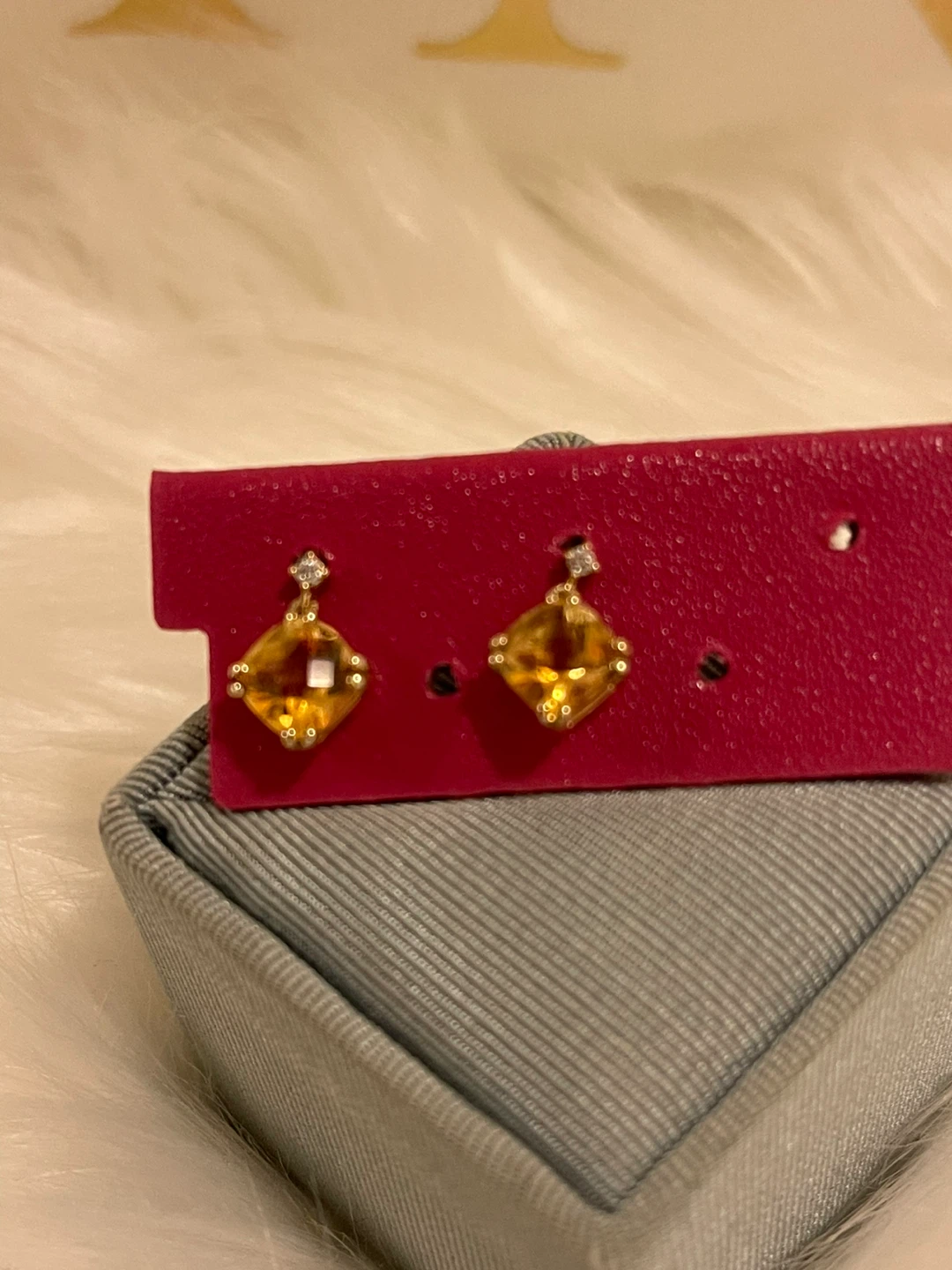 “RARE” Antique .82 crt ea Citrine & Diamond Earrings 14Kyg (585) - photo 3