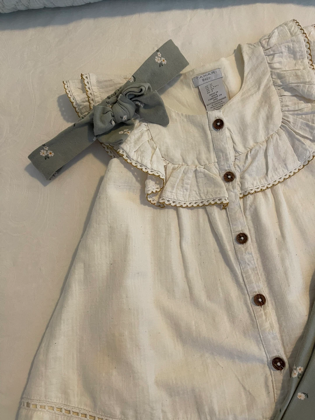 Tahari Baby White Floral Dress and Leggings Set - 3T - photo 2