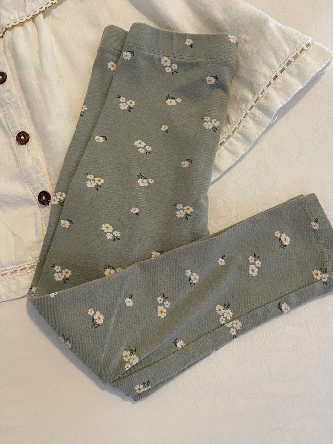 Tahari Baby White Floral Dress and Leggings Set - 3T - photo 3