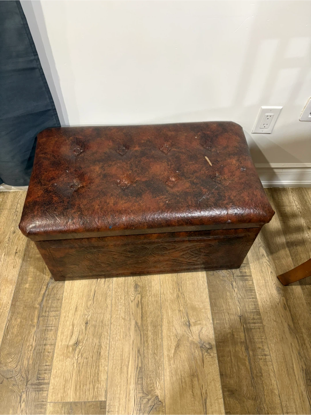 Brown Faux Leather Storage Ottoman Trunk - photo 2