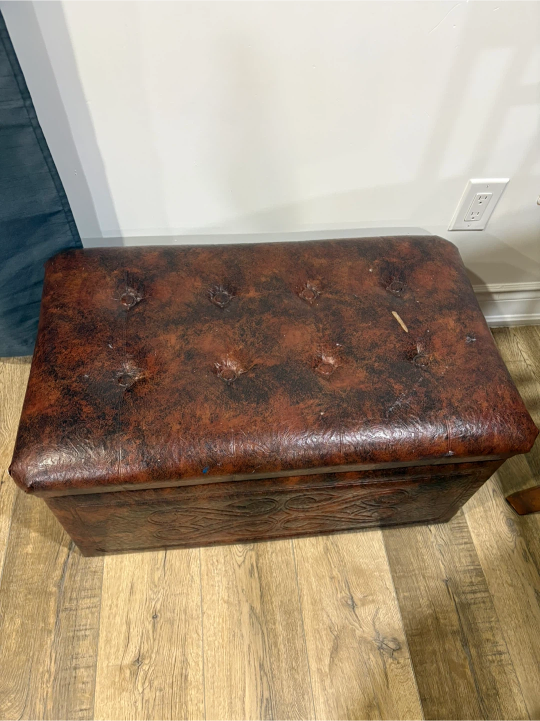 Brown Faux Leather Storage Ottoman Trunk