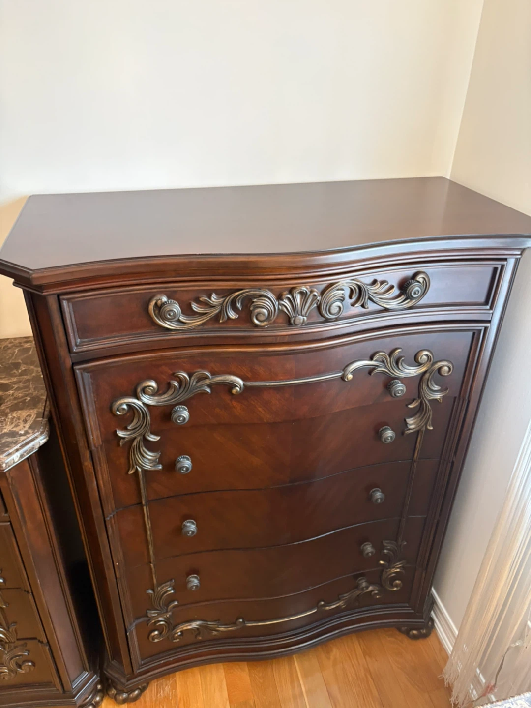 King size bedroom set  Nightstand with Marble Top - photo 2