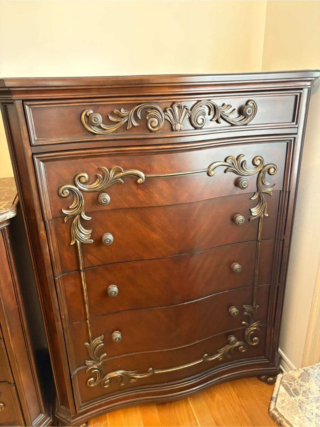 King size bedroom set  Nightstand with Marble Top - photo 5