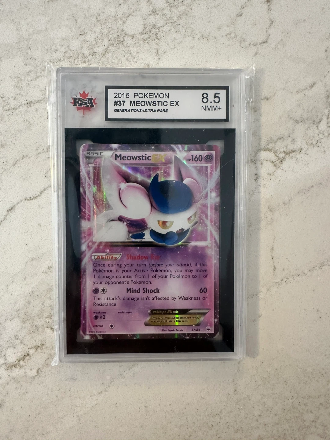 Pokemon Meowstic EX Card 2016 KSA Graded 8.5