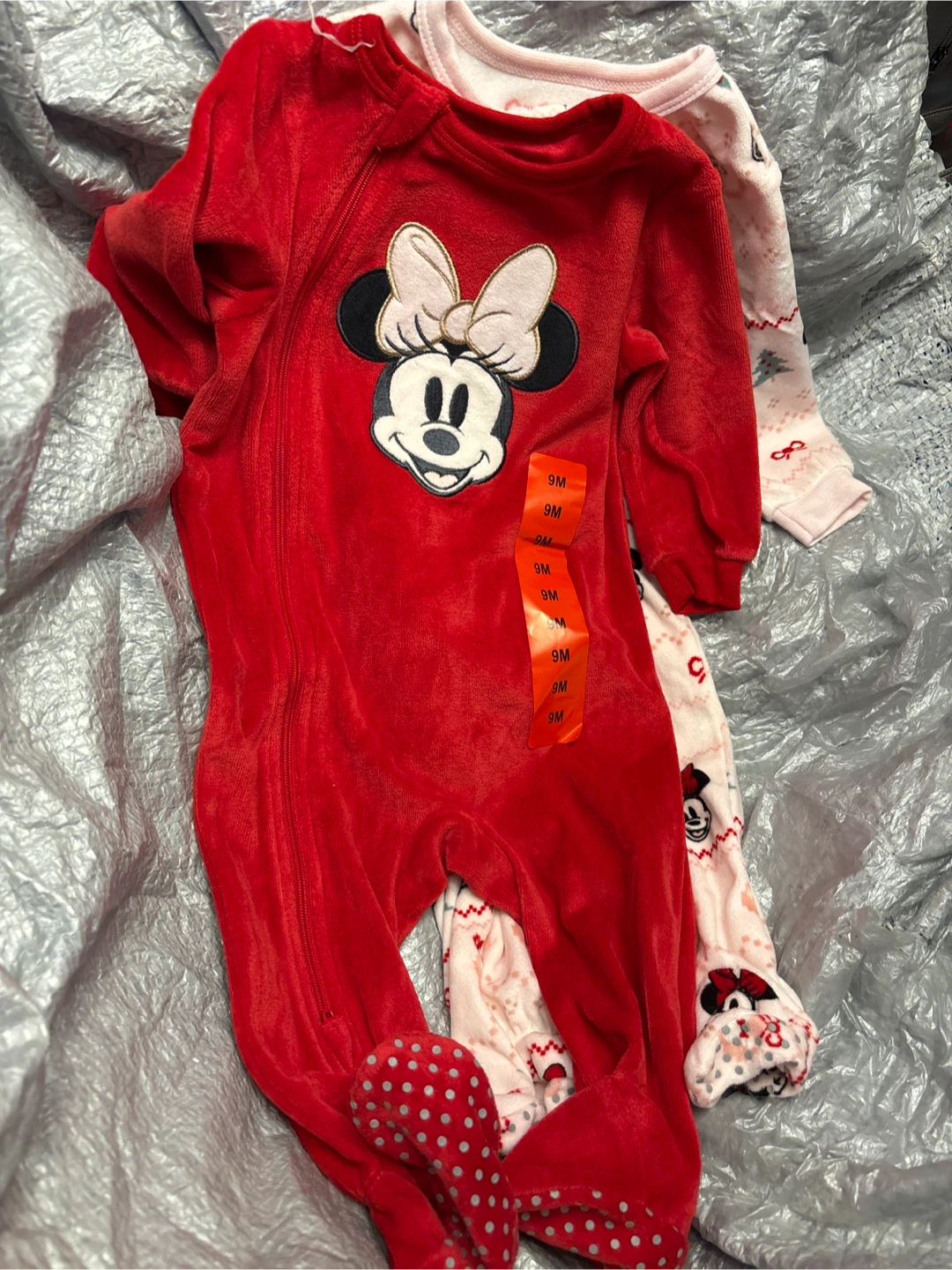 Disney Baby Minnie Mouse Sleepers (9 Months) - Red & Pink