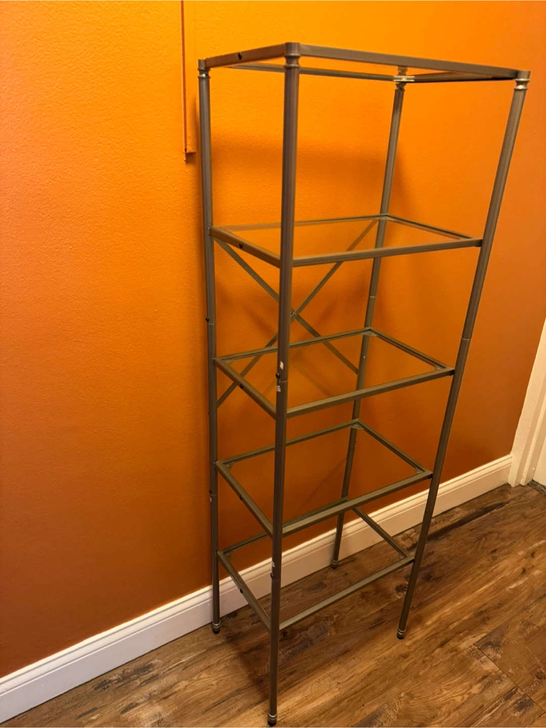 Metal and Glass 5-Shelf Display Shelf